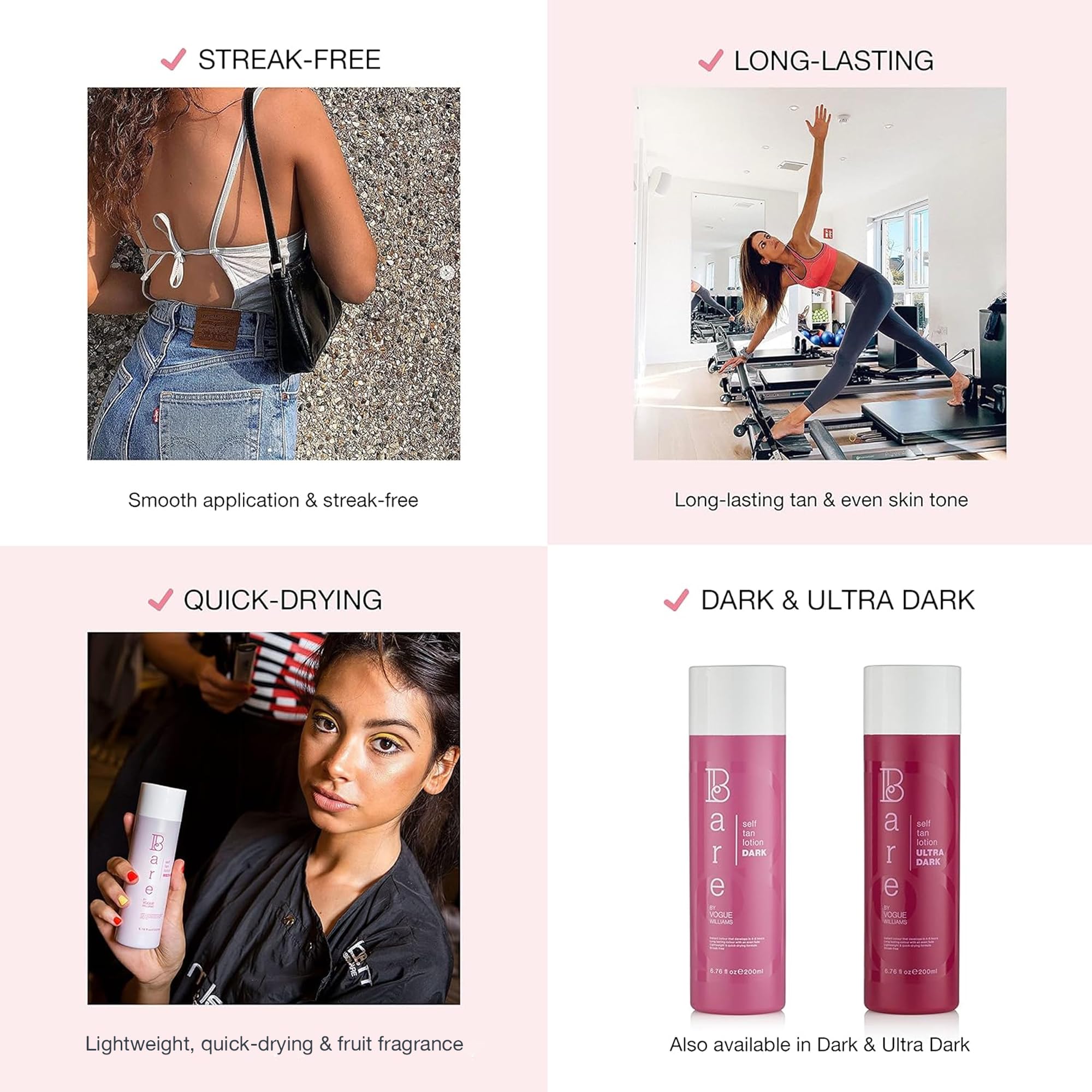Bare by Vogue - Mittlerer Bräuner Selbstbräuner - Für alle Hauttypen geeignet - Selbstbräuner für Gesicht & Körper - Langanhaltende Fake Tan - 200ML