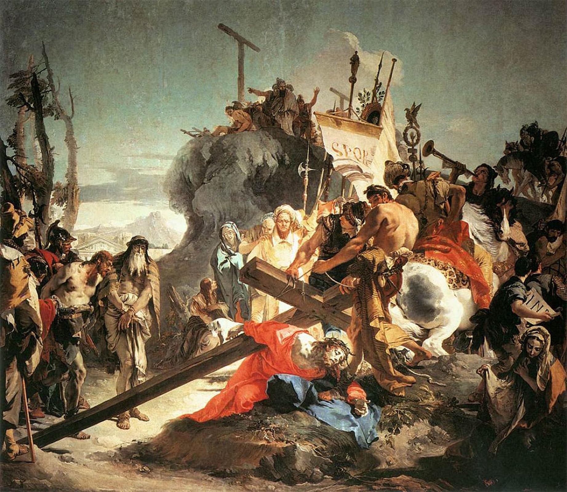 SERENDIPITP Retro Picture Poster Wall Art Pictures Painting Christ Carrying the Cross by Battista Tiepolo Wall Art Canvas Print for Wall Decor 60x90cm