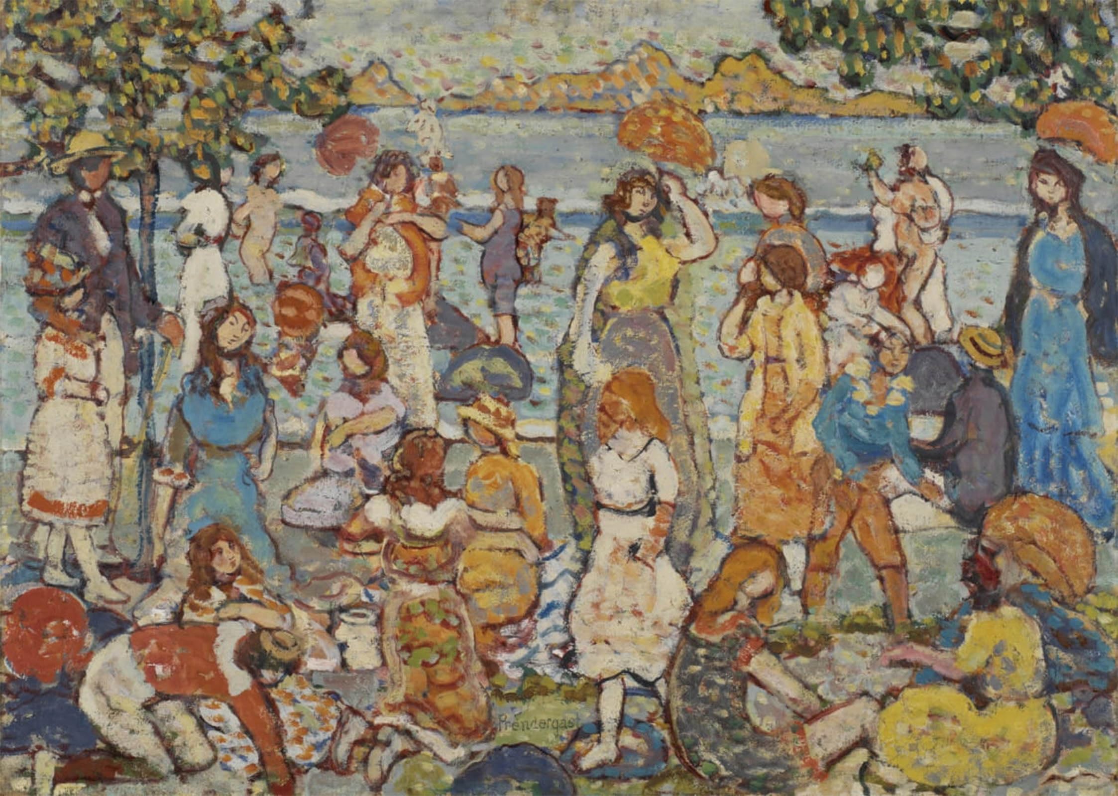 ARTXLXXBN Famous Prints Artwork Pictures Poster Painting Art the Beach by Maurice Brazil Prendergast Artwork Landscape Pictures for Home Decor 60x90cm