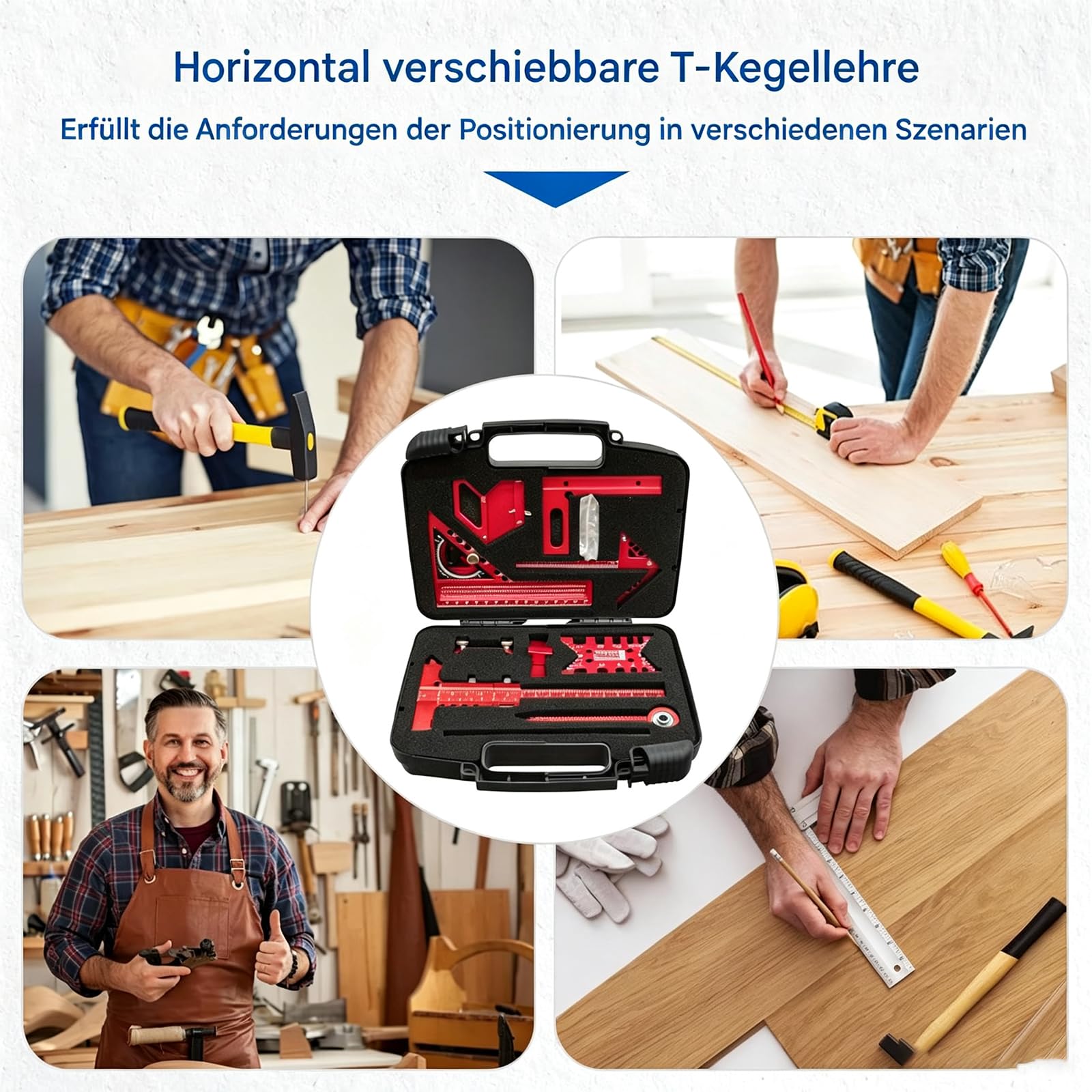 Zestaw Narzędzi Pomiarowych Do Obróbki Drewna Z Walizką, Zestaw Do | Wielofunkcyjny Zestaw Narzędzi z Pudełkiem do Przechowywania do Łączenia Drewna, Zestaw Kątowników Krokwiowych do Stolarki