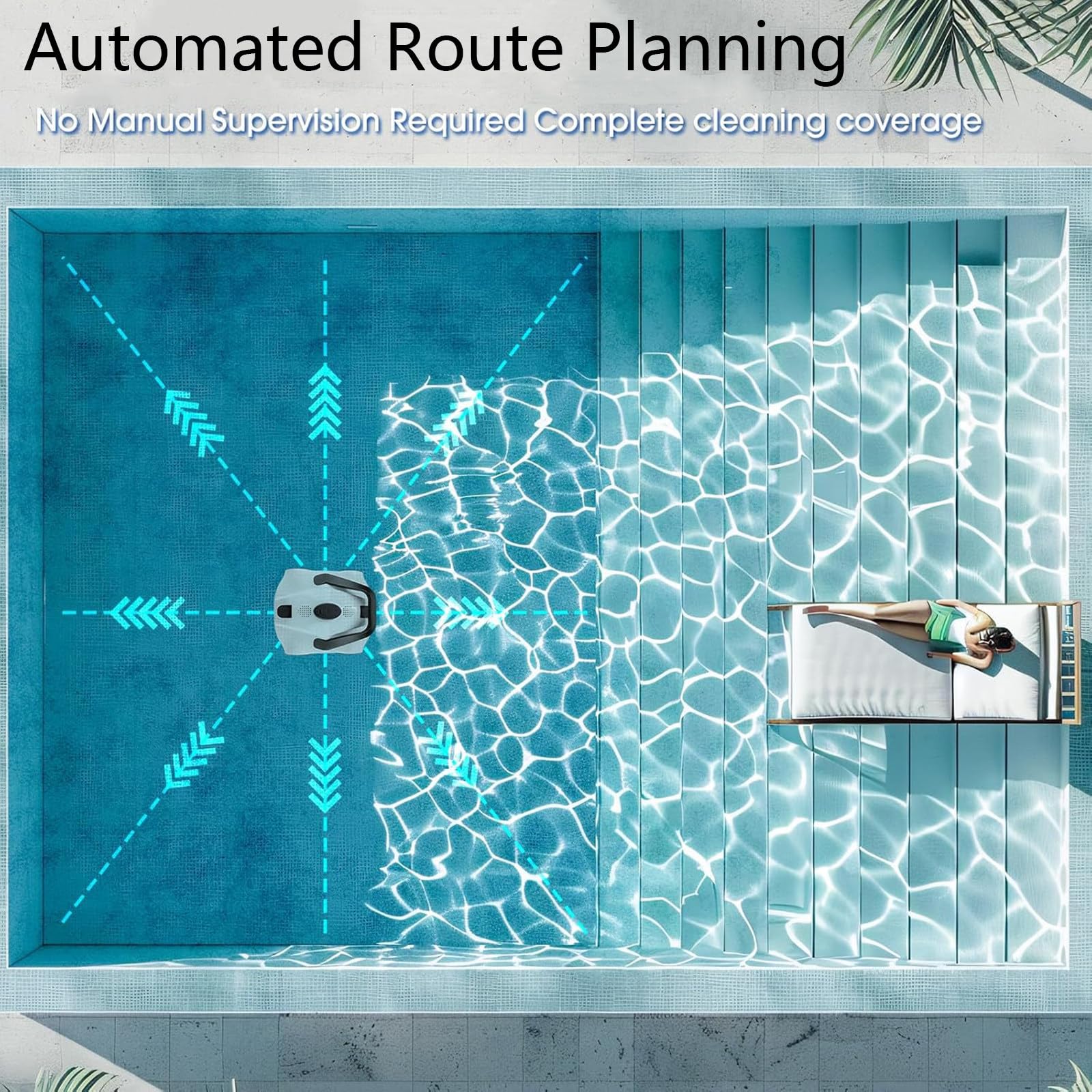 Robot Aspirapolvere per Piscine Fuori Terra, Robot Pulitore per Piscine Senza Fili con Doppi Motori, Autonomia di 130 Minuti, Aspirapolvere Automatico per Piscine interrate Piatte