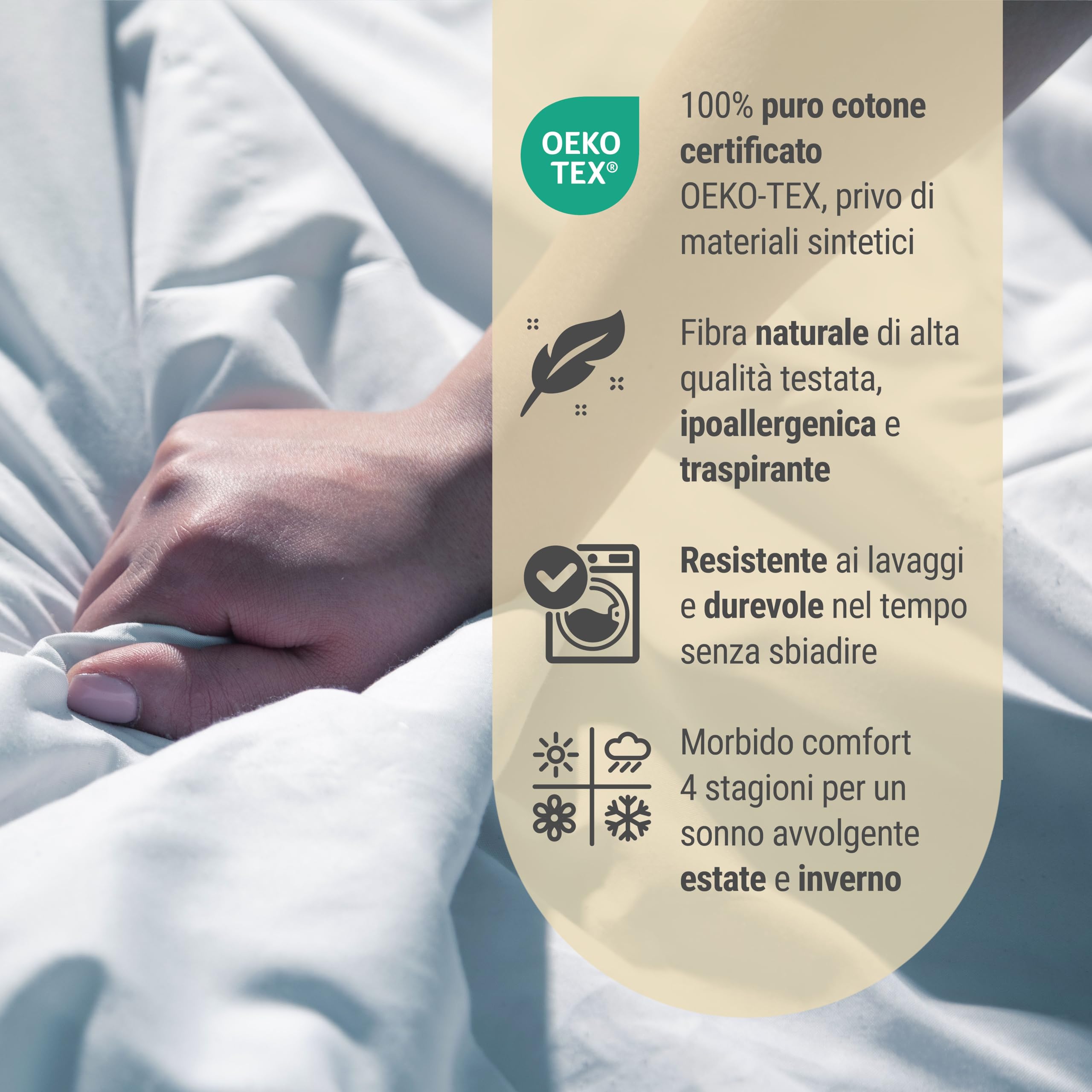 Dorian Home - Set Copripiumino Matrimoniale 250x210 con Sacco Copri Piumino Cotone 100% Puro, Morbido e Certificato + 2 Federe Cuscino Letto 50x80 con Patella di 18 cm, Parure Copripiumino 4 Stagioni