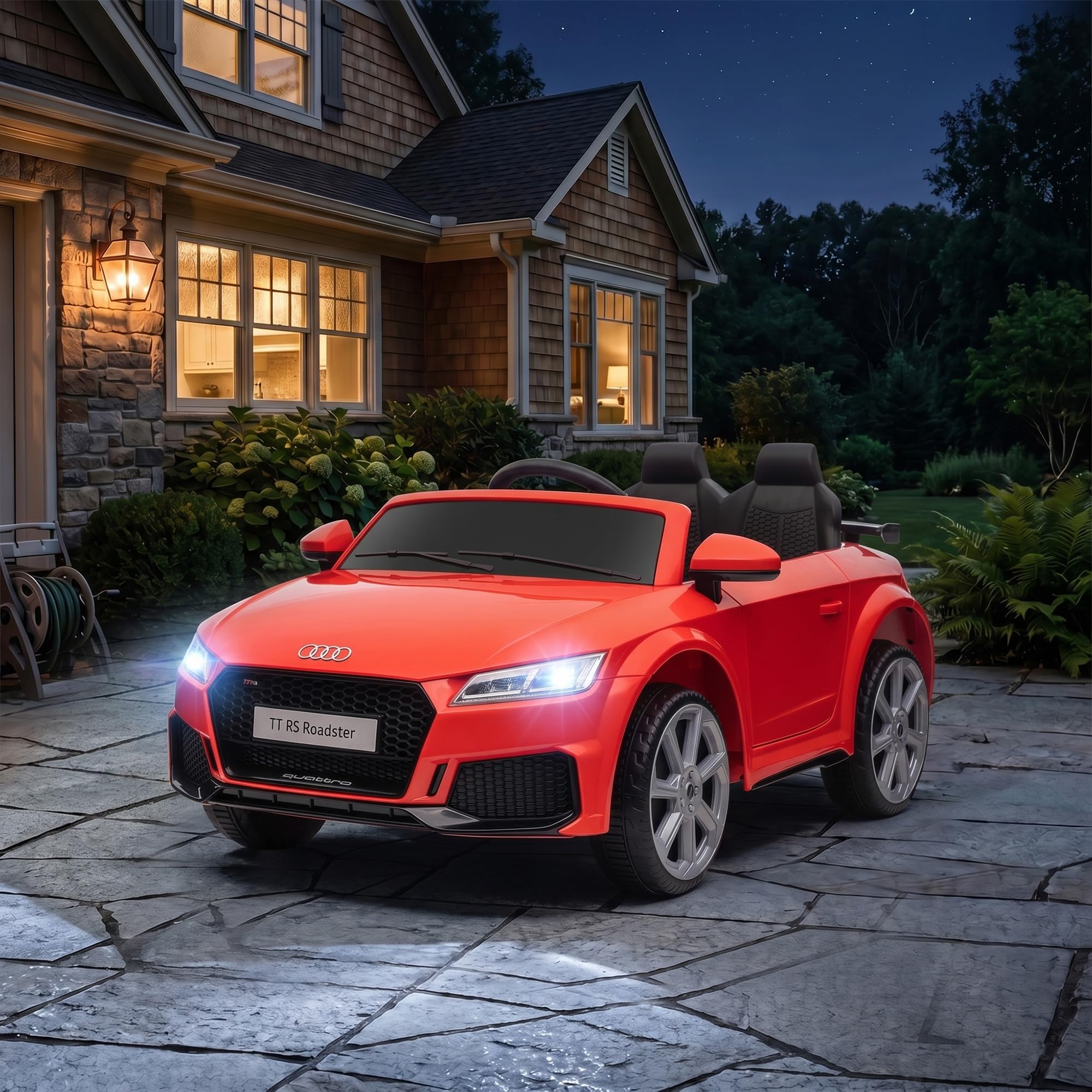 HOMCOM Audi TT RS Voiture Électrique Enfant 12V 30W 3 km/h Télécommande 2,4G Effets Sonores Lumineux Rouge