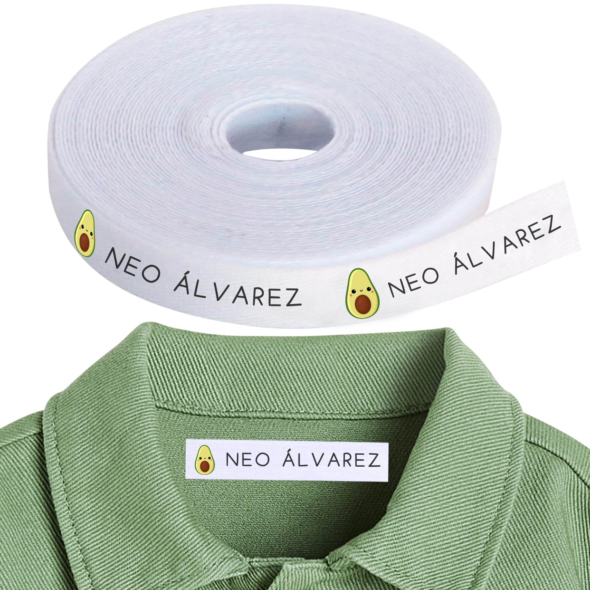 100 Etiquetas para Ropa Personalizadas con Nombre - Marcador termoadhesivo infantil para niños, vuelta al cole, guardería - Etiquetas de tela para camisetas, abrigos... (B)