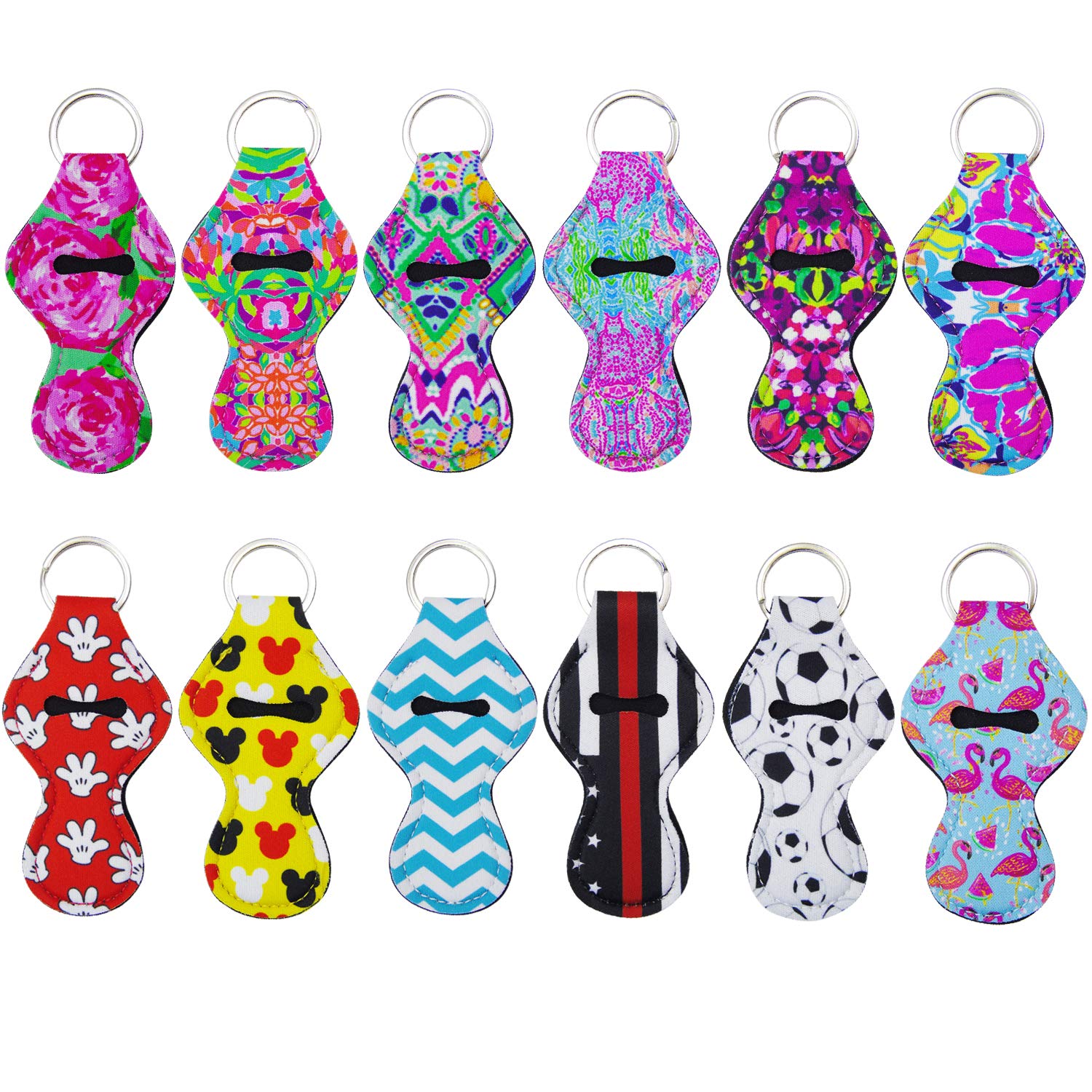 12 Pieces Chapstick Holder Keychain Holder Neoprene Lipstick