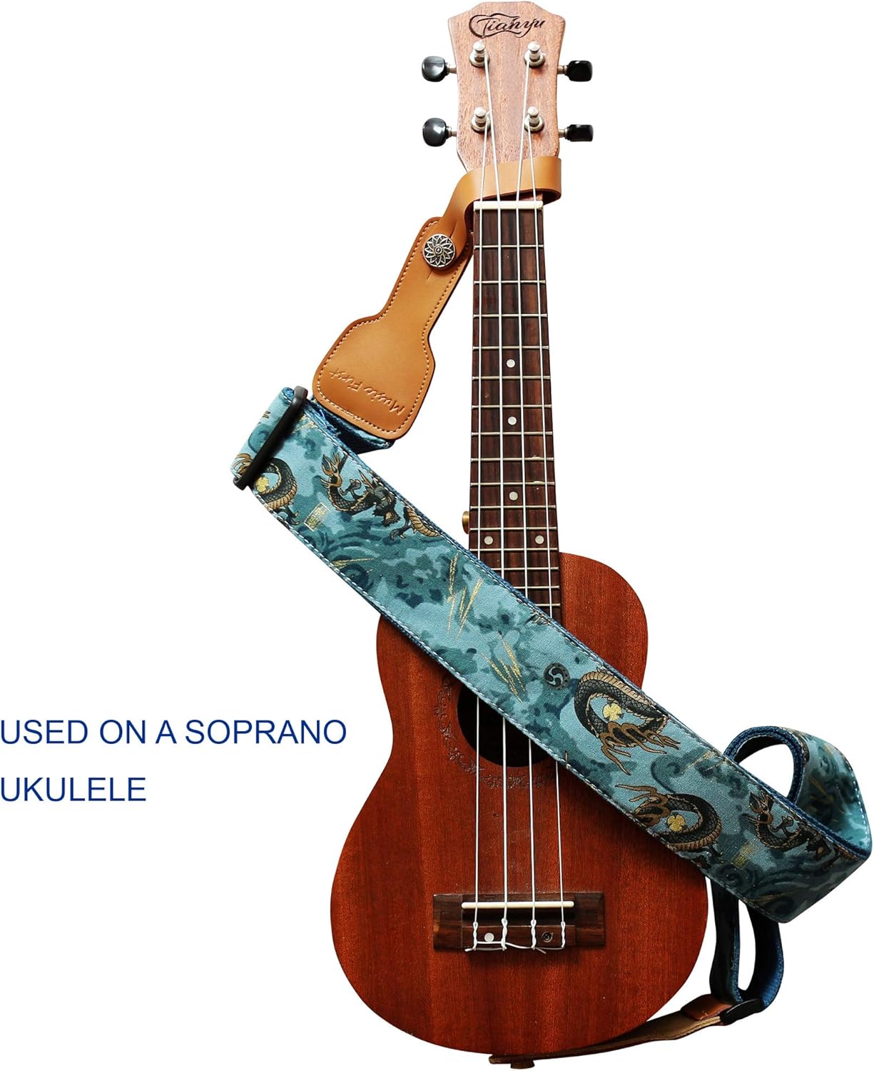 MUSIC FIRST Original Design, 2 inch width (5cm), Ukiyoe Style “The Dragon King” Soft Muslin & Genuine Leather Delux Guitar Strap,Electric Guitar Straps
