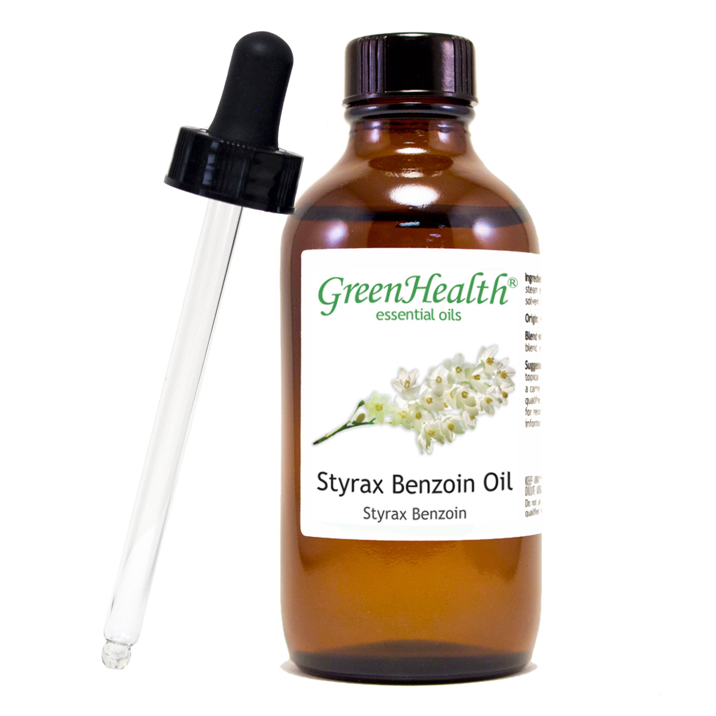 Styrax Benzoin 4 fl oz (118 ml) Glass Bottle w/Glass Dropper 100% Pure Essential Oil