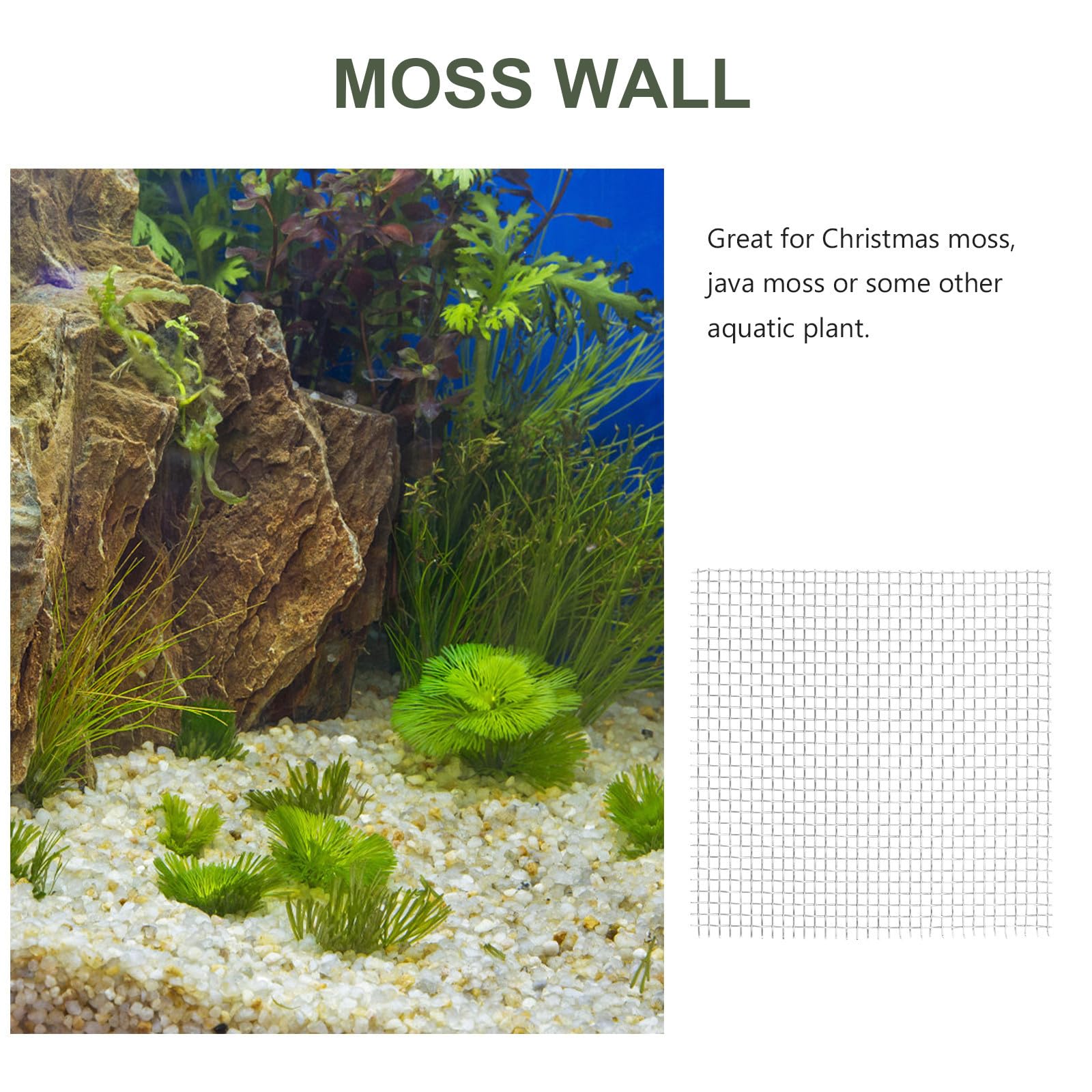 Filet en Acier Inoxydable Argenté 15pcs pour Mousse Aquatique et Java Moss, Maille Solide Résistante Accessoire Aquarium