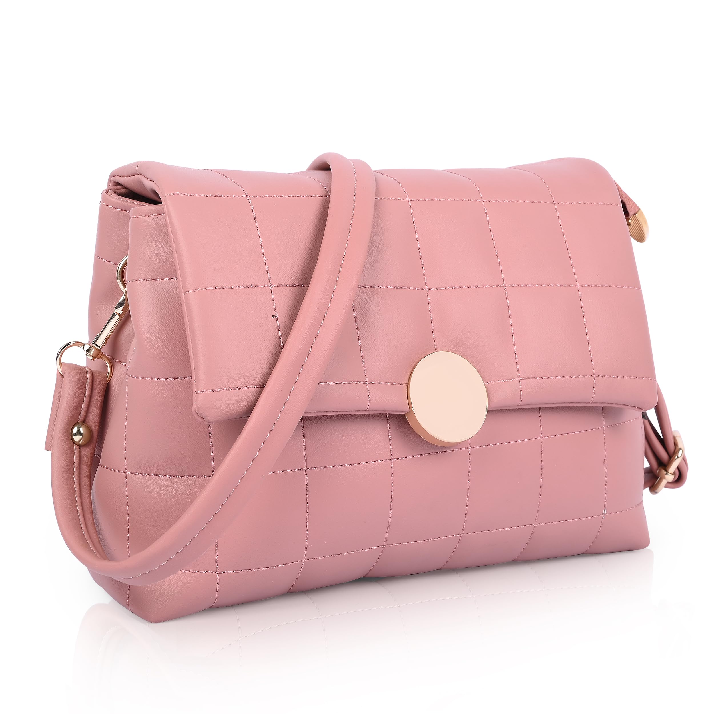 ADISA Women's Girls Quilted Cross Body Sling Bag with Height Adjustable Belt (SL5144)