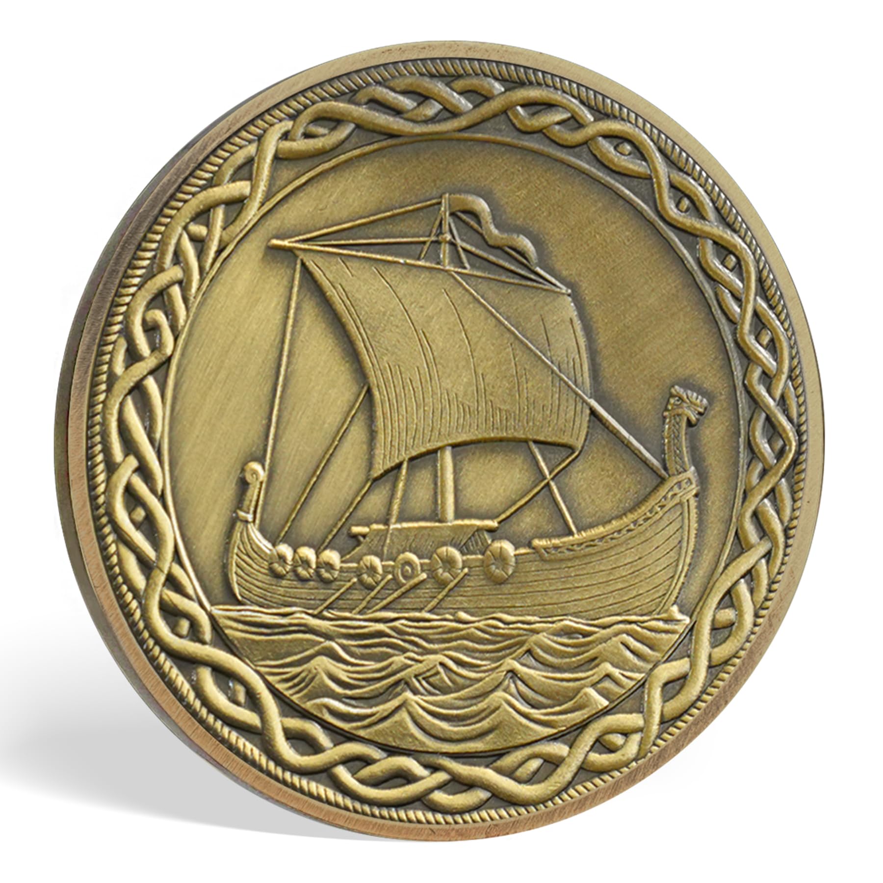 Odin Viking Coin, Viking Warship Challenge Coin - Geri & Freki Norse Mythology Protective Talisman, Bronze Viking Gifts for Men Women - Image 3