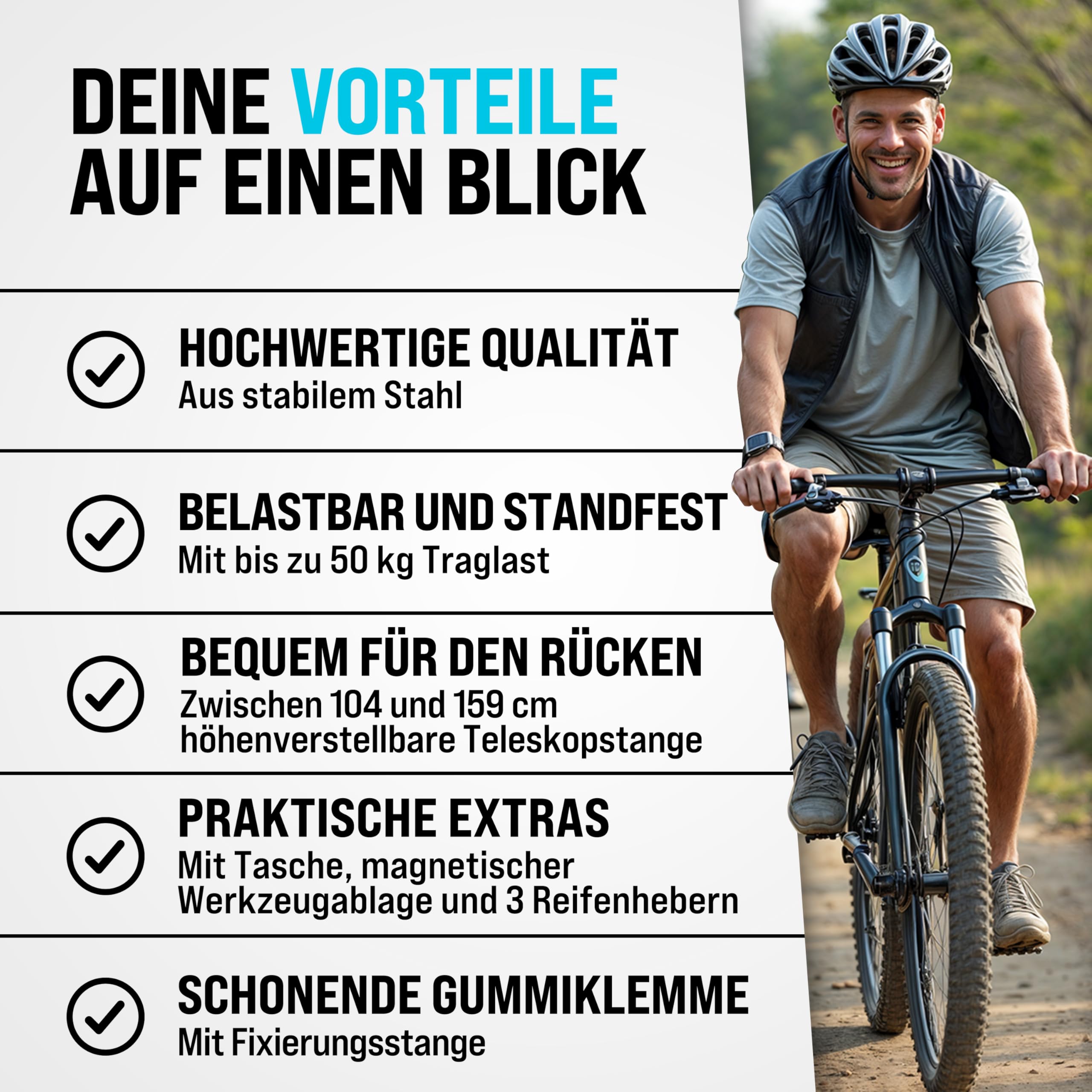 MONZANA® Fahrradmontageständer 50 kg mit Drehmomentschlüssel 1/4 Zoll Set Profi E-Bike klappbar Tragetasche Reifenheber 1-25 Nm Bitset Transportbox