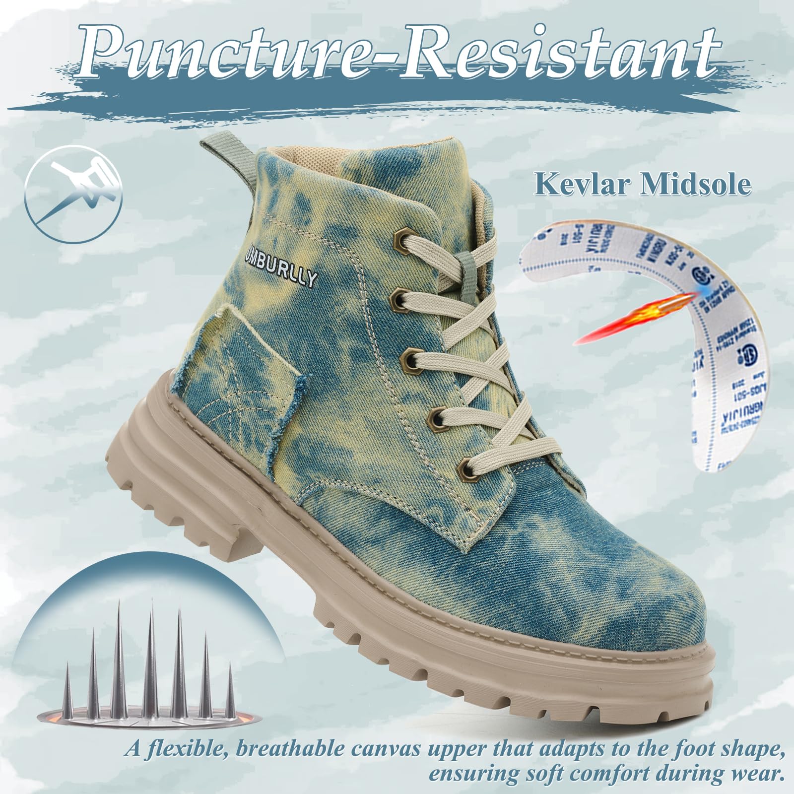 Scarpe Antinfortunistiche Donna Comode Leggere Scarpe da Lavoro con Punta in Acciaio Moda Traspiranti Stivaletti di Sicurezza Antiscivolo