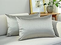 Vista 30 de Aiking Home - Funda de almohada decorativa rectangular de seda sintética de 12 x 18 pulgadas, cierre de cremallera, color aguamarina (juego de 2)