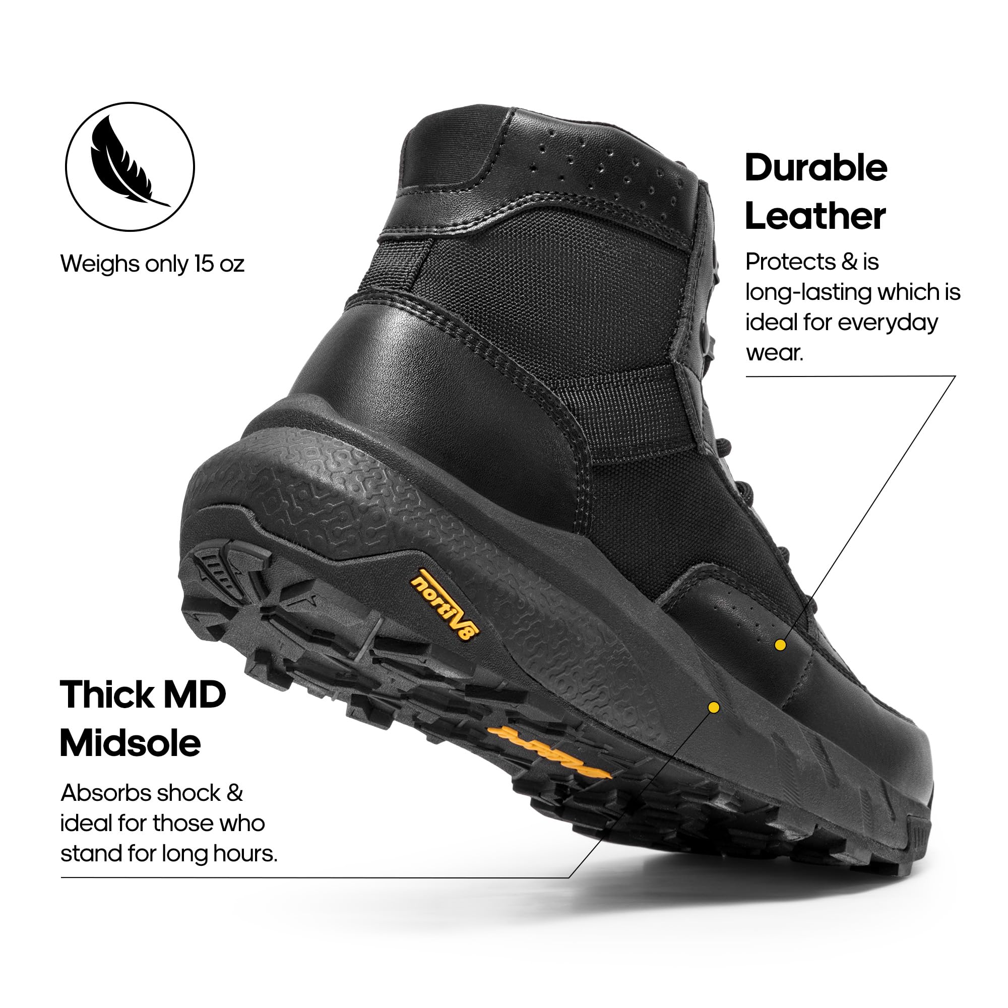 NORTIV 8 Botas de trabajo tácticas militares ligeras para hombre, para senderismo, motocicleta, combate, 15,2 cm