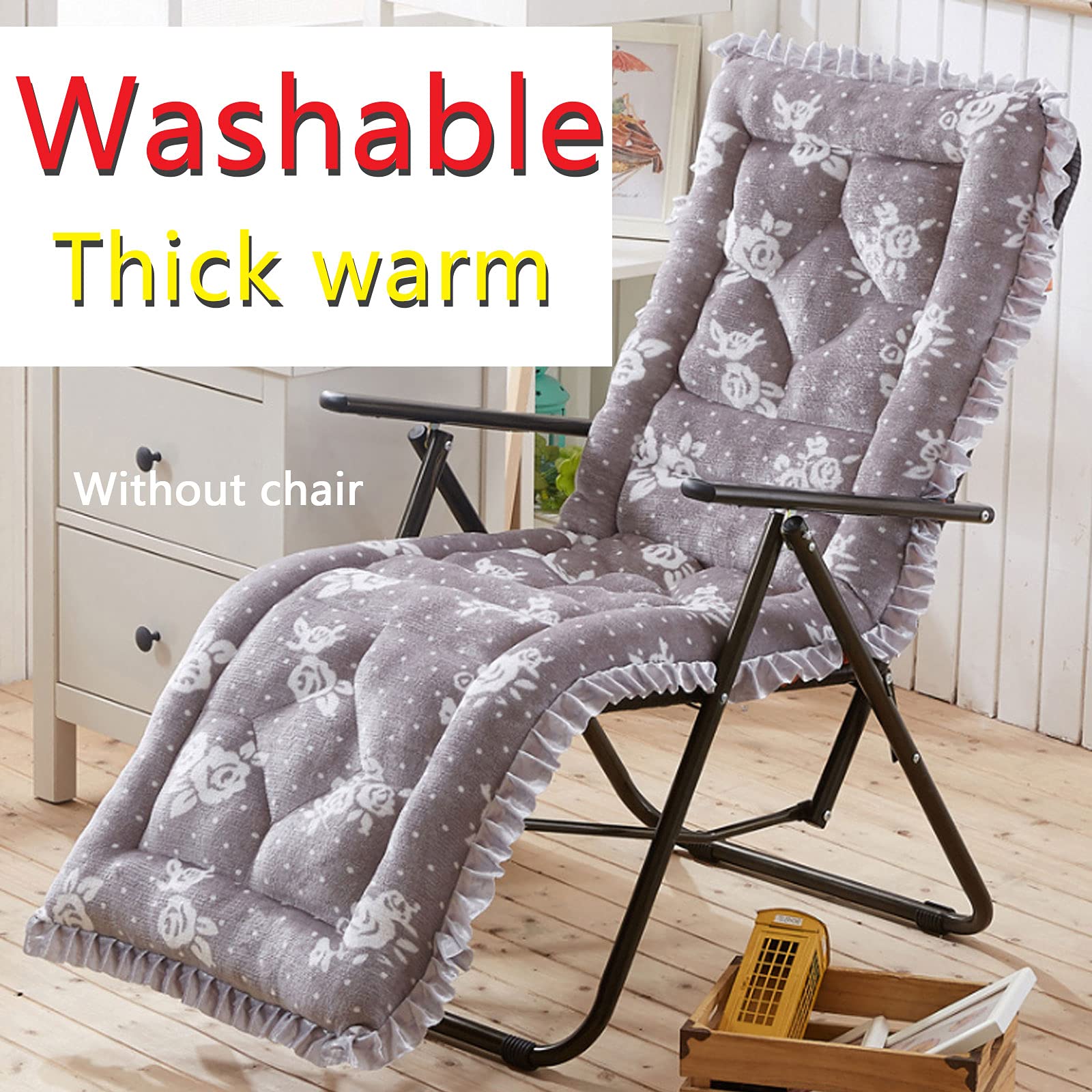 Cuscino per Sdraio Lettino, Cuscino per Sdraio da Giardino Antiscivolo Cuscino Sdraio Imbottita Relax per Viaggi Vacanze Interno Esterno,Morbido e Confortevole,Anti-usura Anti-sbiadimento,#11,48X148cm