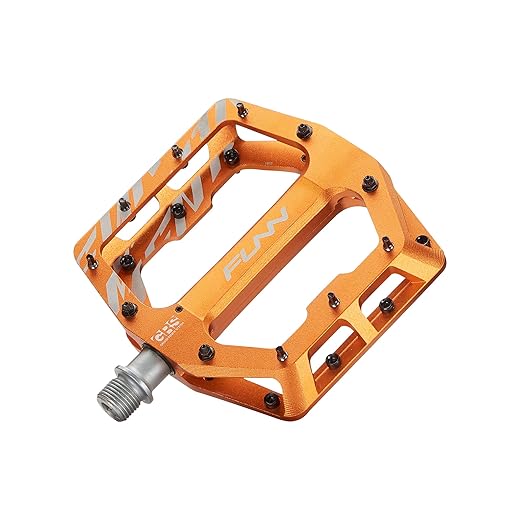 Funn Funndamental Flat BMX/MTB Bike Pedal Set - Wide Platform Bicycle Pedal, Adjustable Grip, 9/16-inch CrMo Axle