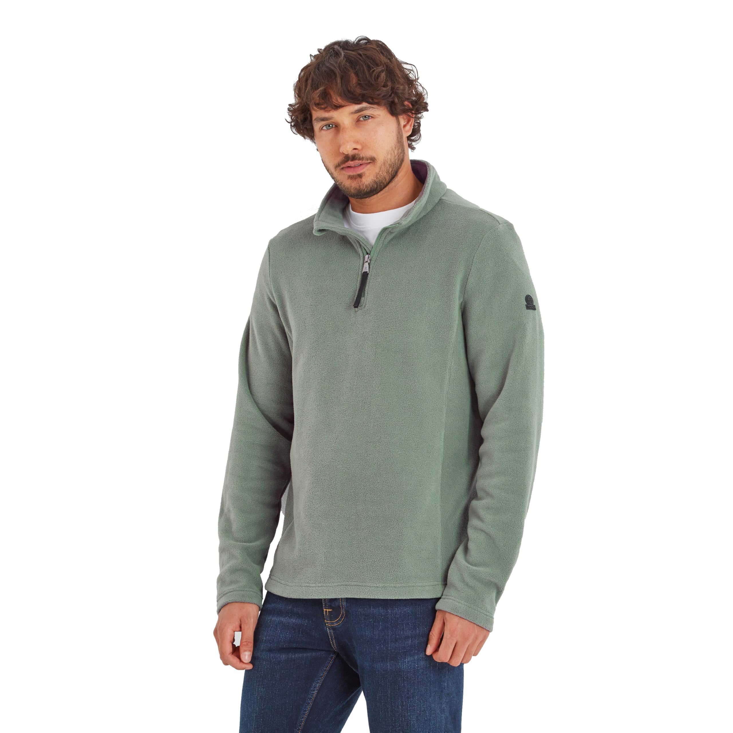 Tog24 Men's Light Forest Revive Fleece Pullover Lightweight & Warm Microfleece Jacket Quarter Zip Jumpers Thermal Top Recycled Polyester Sweatshirts M