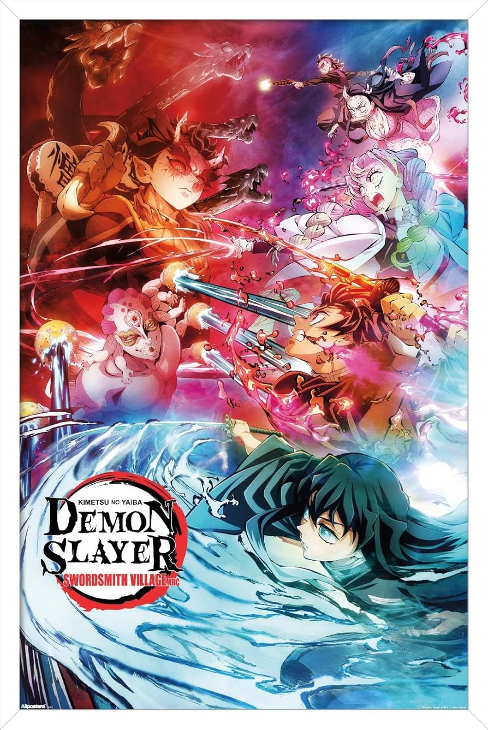 Trends International Demon Slayer: Swordsmith Village - Key Art 2 Wall Poster, 34L x 22.4W, White Framed Version