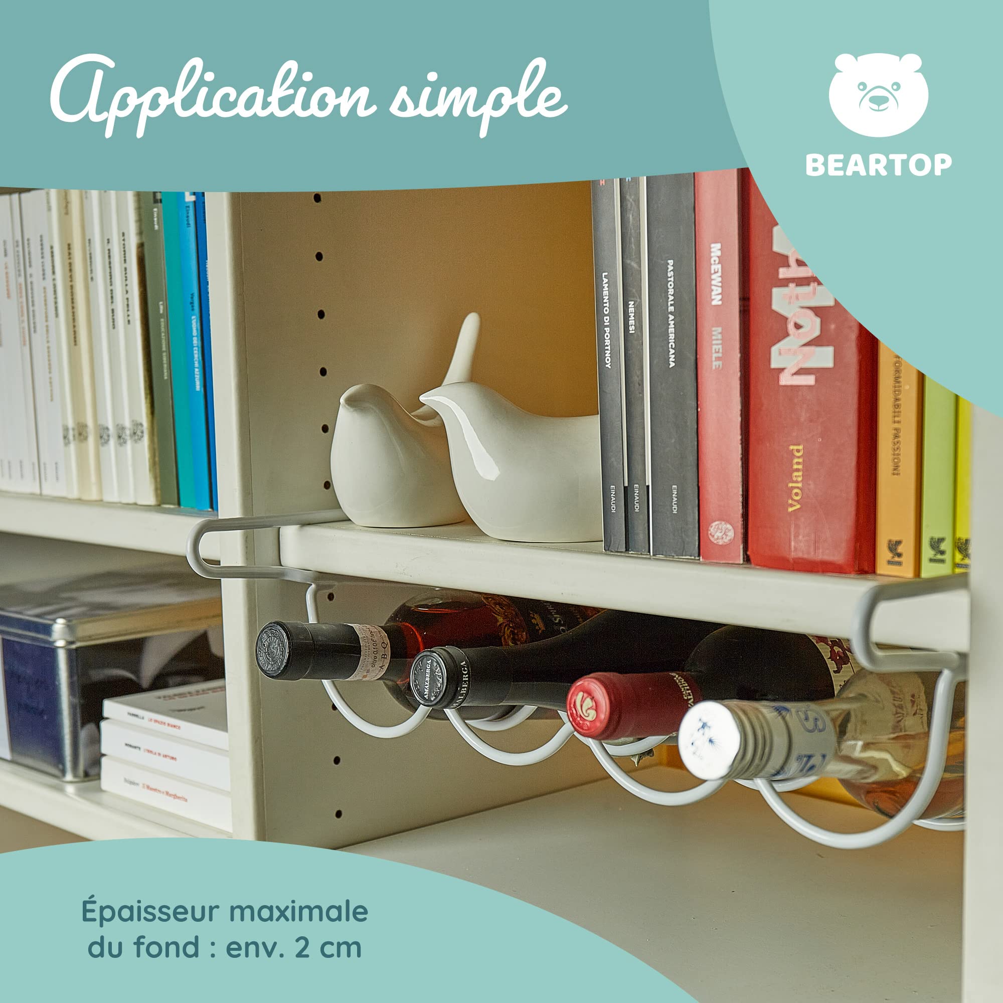 BearTop Range Bouteille Frigo En Métal Inoxydable Stable - Clayette Universelle Pour 3 Ou 4 Bouteilles, Porte-Bouteilles Réfrigérateur - Garantie 3 Ans