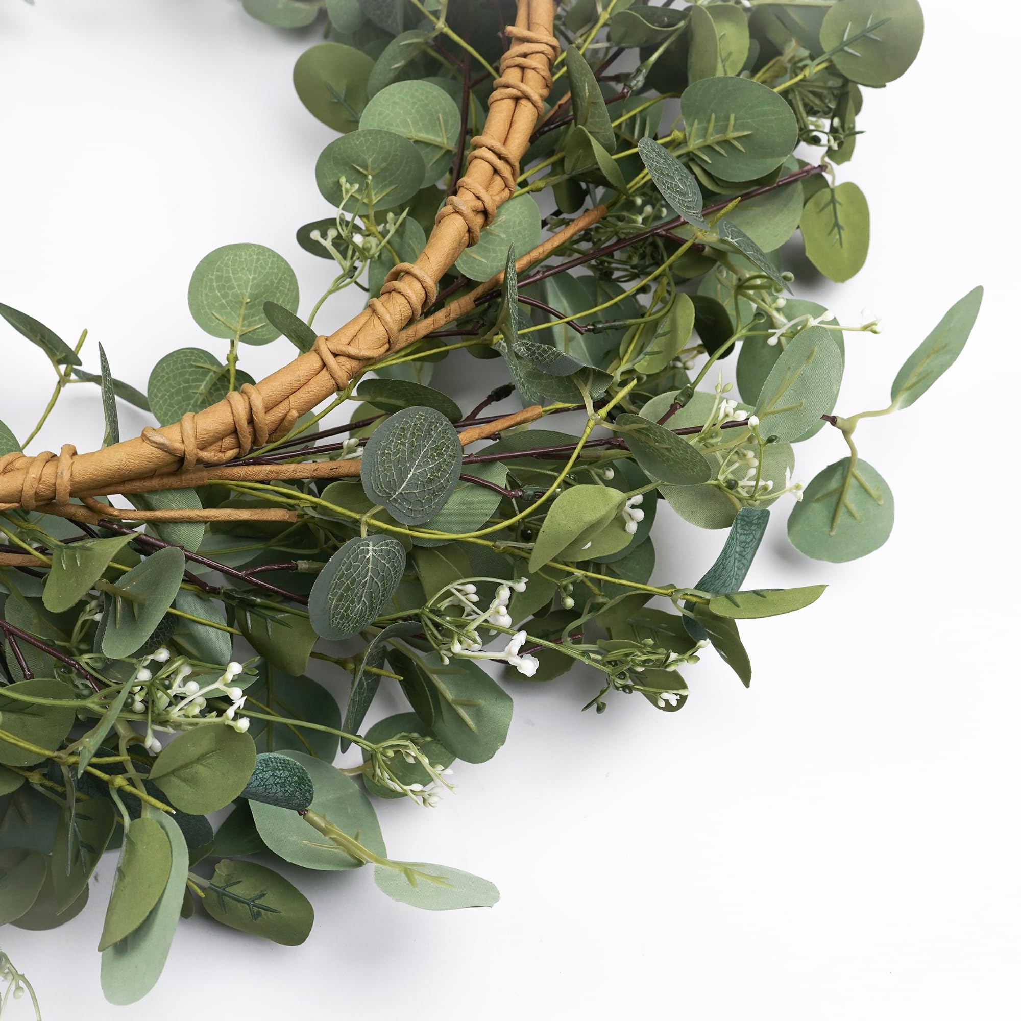HomeKaren Eukalyptus-Kränze für Haustür, 66 cm, handgefertigter grüner Blätterkranz für Sommer, Frühling und alle Jahreszeiten, grüner Blumenkranz für Wand und Außenbereich