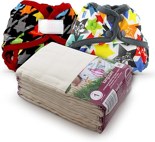 KANGA CARE Juego de pañales de tela reutilizables de bambú sin blanquear de viscosa de rayón de bambú, paquete de 6 + 2 fundas impermeables