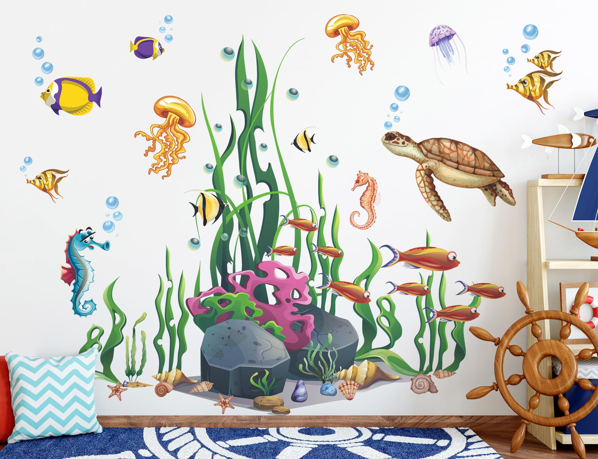 Autocollants sous la mer méduse et hippocampe pour émerveiller votre bébé