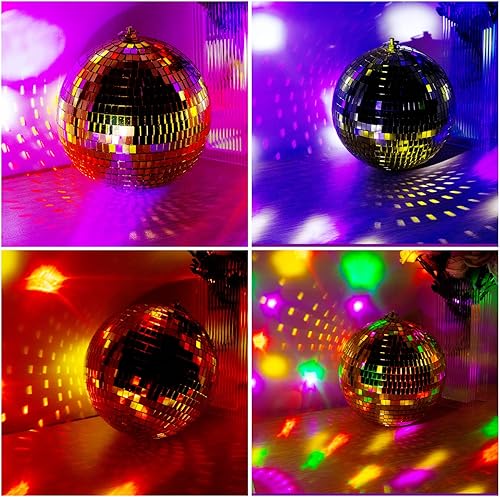 Miniatura 8 de Decoración de bola de discoteca de espejo con anillo colgante de 8 pulgadas, adorno de bola de discoteca grande para decoraciones de fiesta de