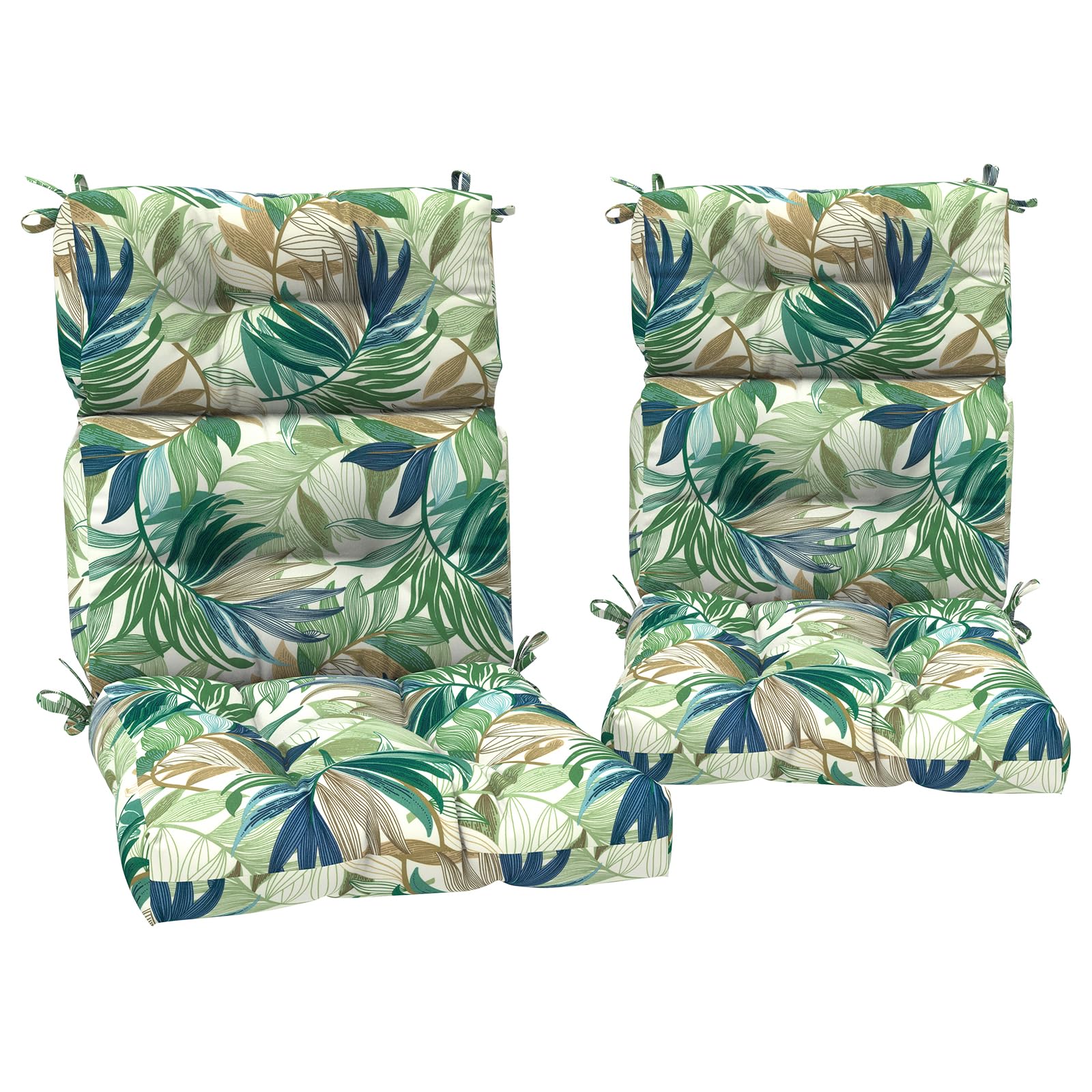 DYTXIII Outdoor High Back Chair Cushions Set of 2, Water Repellent Tufted Rocking Seat Cushions Replacement 44 x 22 Inch, Seat & Back Chair Pads for