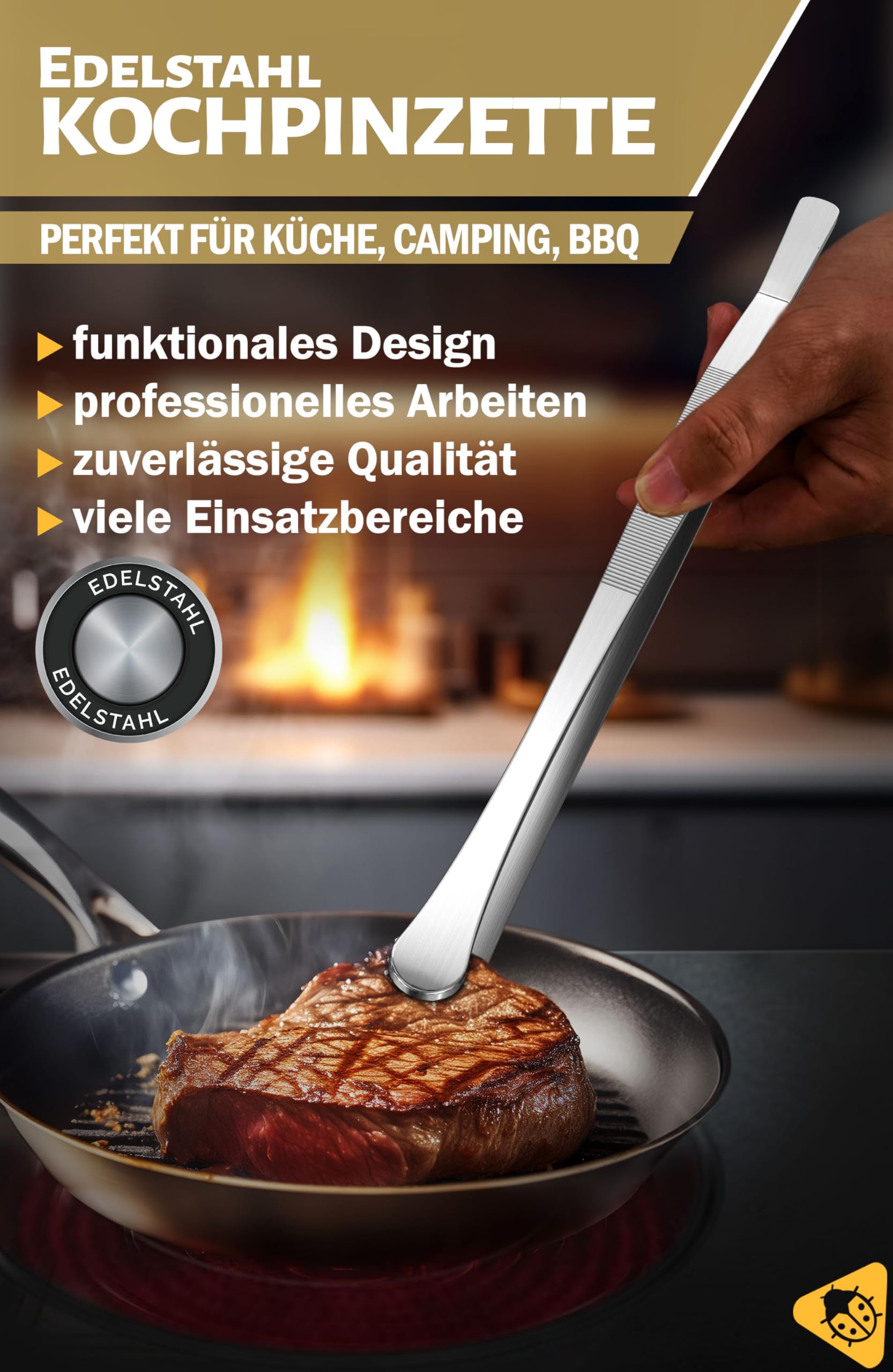 Kookpincet, roestvrij staal, 30 cm, keukentang van voedselveilig roestvrij staal, roestvrije vleestang met geribbelde grepen, professionele tang pincet voor koken, grillen en bakken (set van 2
