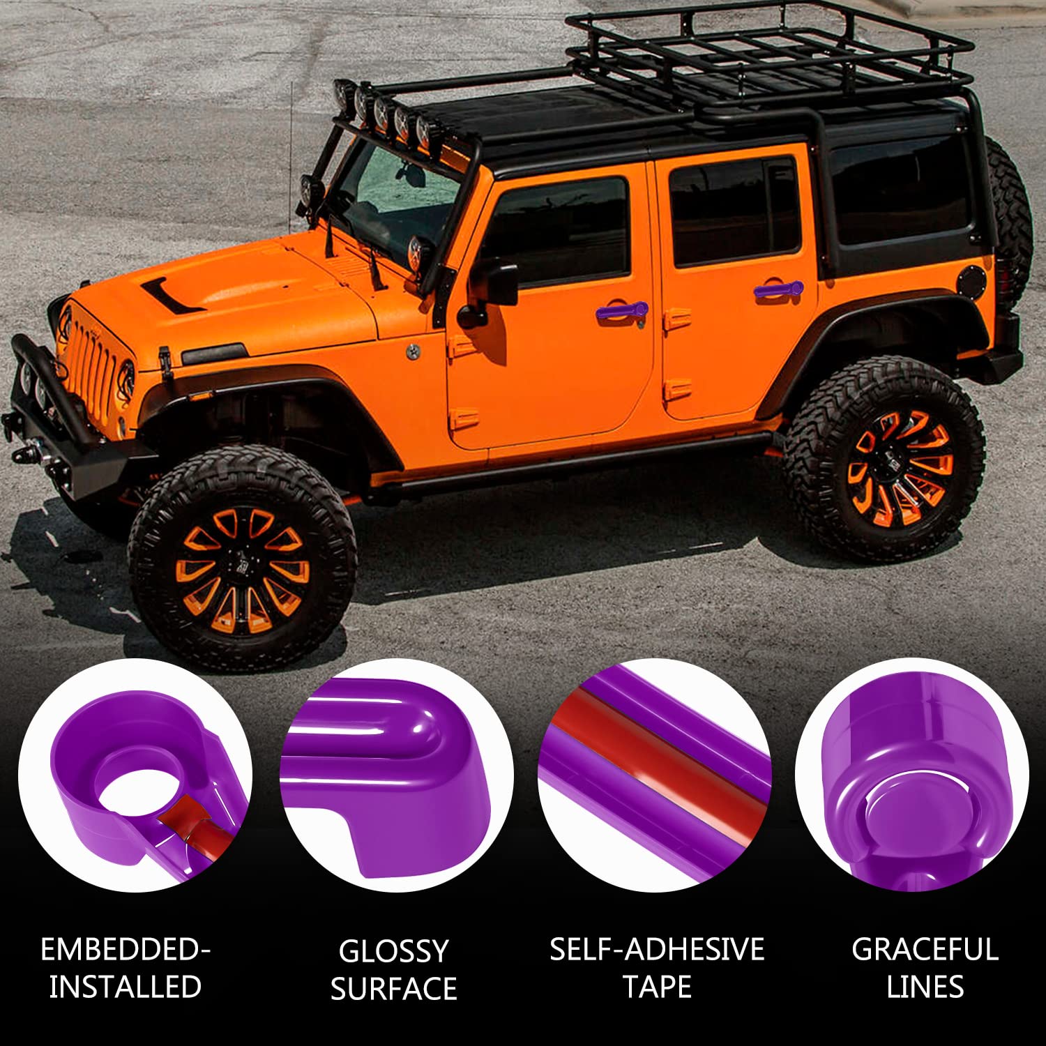 Pink Door Handle Covers For Jeep Wrangler JK (2007-2018) 4 Door - 5pc ABS Exterior Trim Set