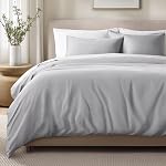 Bare Home 100% Ensemble de housses de duvet en coton satiné biologique - Taille pleine/queue - 400 Nombre de fils - Tissage lisse de la Sateen - Chaud & Luxueux - Revêtement de duvet (Queen, White)