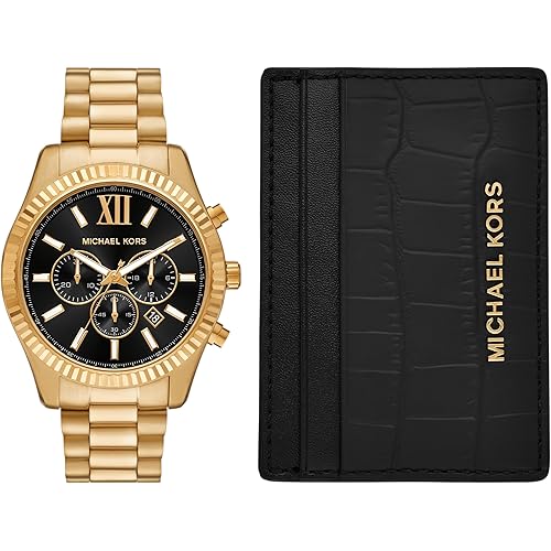 Michael Kors Men's Lexington Chronograph Gold-Tone Stainless Steel Watch Set (Model: MK9245SET)