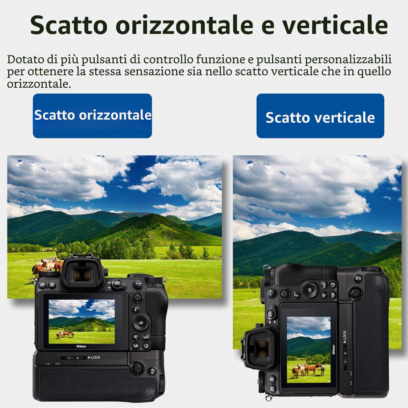 MB-N11 - Presa batteria per fotocamere Nikon Z6II Z7II, sincronizzazione di tutte le funzioni, capacità di 2 batterie agli ioni di litio ricaricabili EN-EL15C, per riprese verticali.