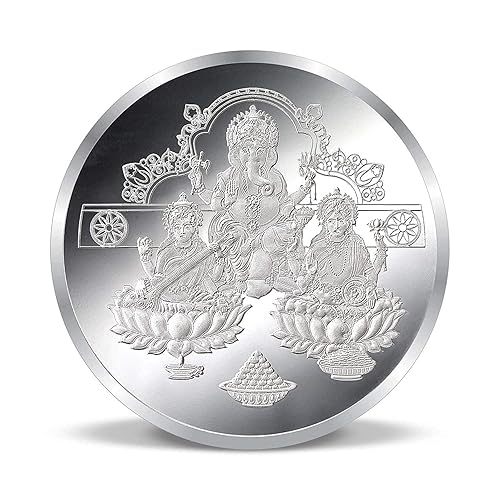 Precious Moments BIS Hallmarked Silver Coin Laxmi Ganesha and Saraswati 999 Pure Silver available in 10/20/50/100 gram.