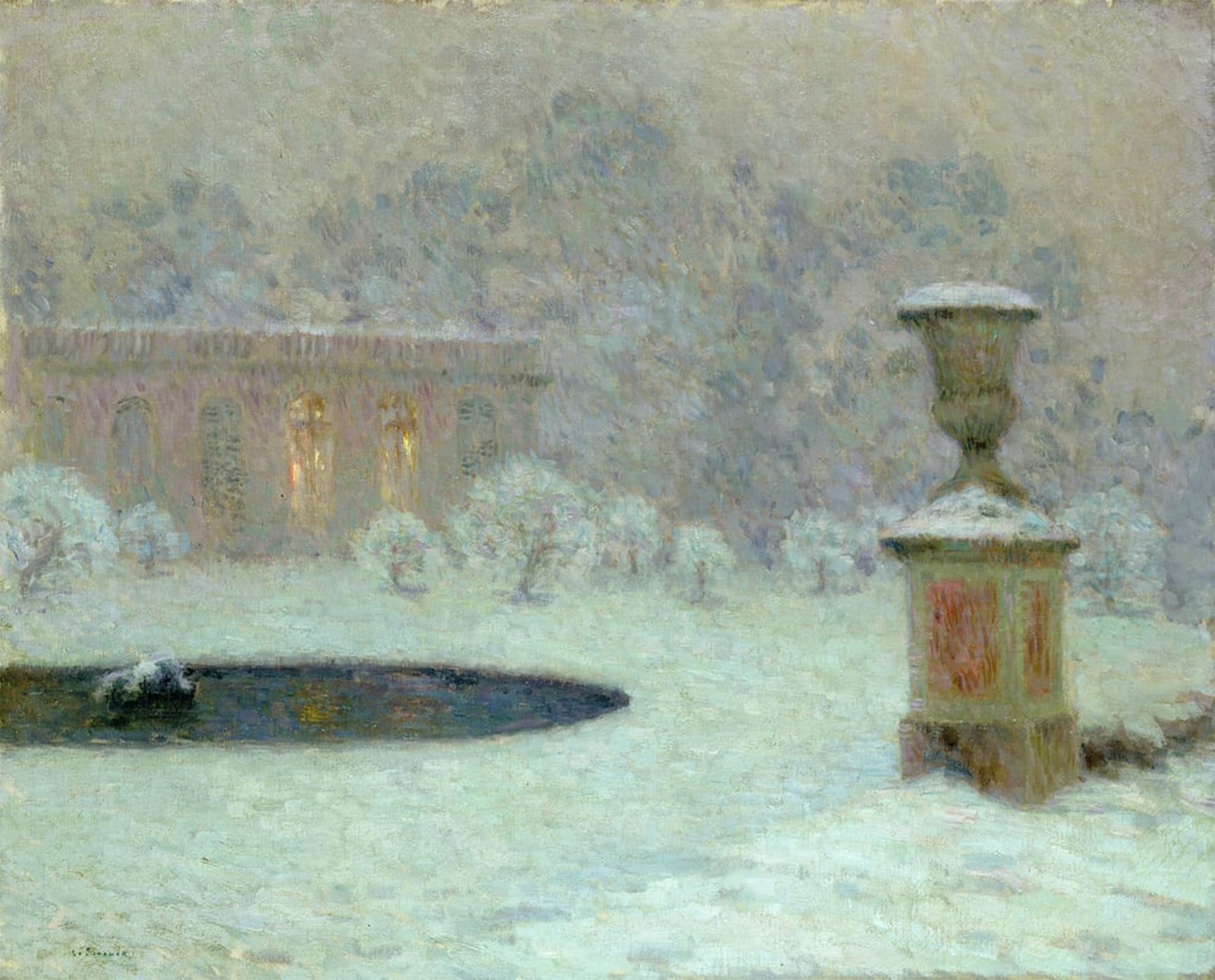 SERENDIPITP Retro Picture Poster Wall Art Pictures Painting the Trianon Under Snow by Henri Eugene Augustin Le Sidaner Wall Art Canvas Print for Wall Decor 60x90cm