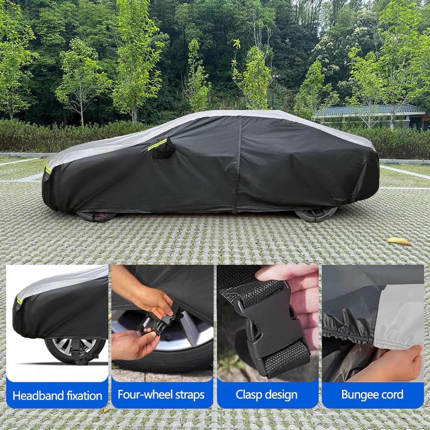 Car Cover Waterproof All Weather Tear-Resistant, Durable and Sun Protect,Suitable for Nissan Altima, Toyota Camry, Honda Accord, Lexus GS, Infiniti Q50, Kia K5, Fit Sedan Length (188-195 inch)