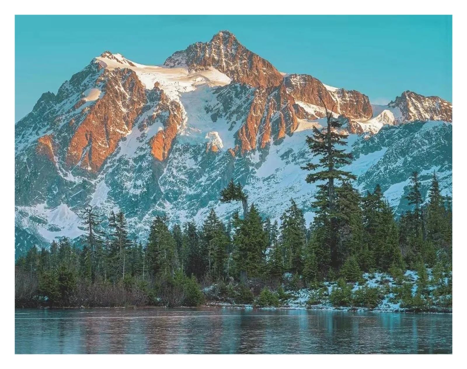 Art Affiche Toile Peintures Cascade Neige Montagne Paysage Automne Forêt Lac 40x60