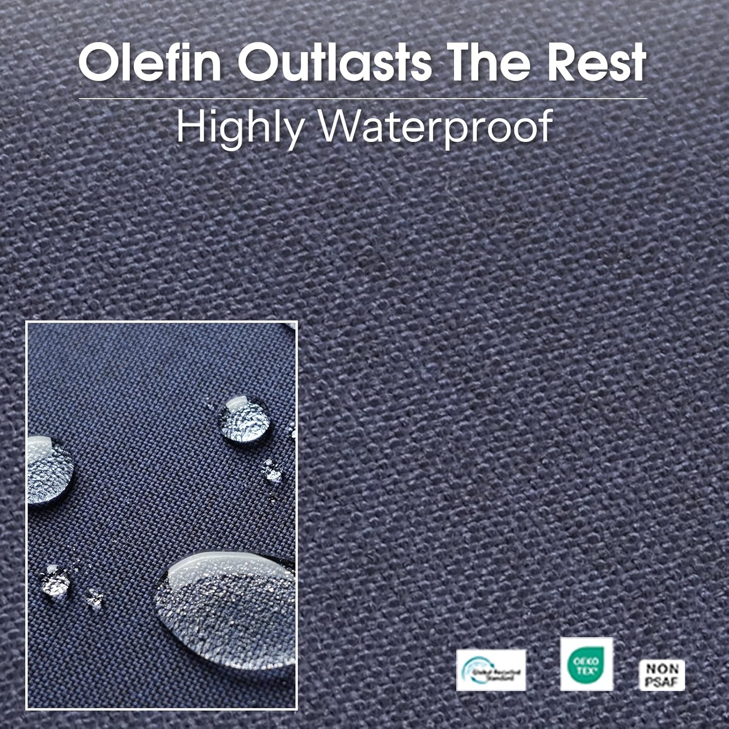 Chaise Lounge Cushions Outdoor Set of 2, 80x26x6 Inch Olefin Waterproof and Fade Resistant Patio Furniture Lounge Chair Cushions with Removable Cover, Lounger Pad with Handle & 16 Straps, Dark Blue