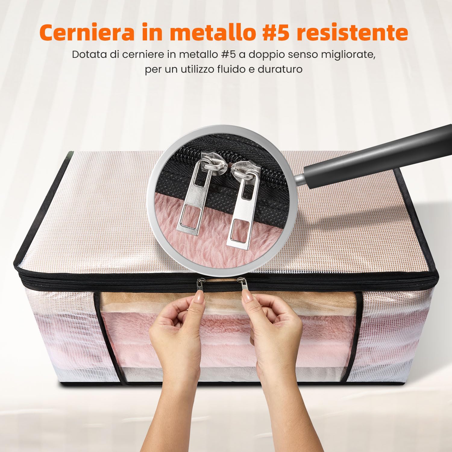 3 Pezzi Scatole per Vestiti Trasparenti 35L – Contenitori Pieghevoli con Cerniera e Manici – Organizer Salvaspazio per Armadio o Sotto Letto