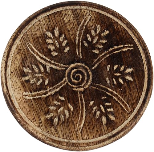 Miniatura 2 de GoCraft Juego de 6 posavasos de madera  Posavasos hechos a mano con soporte en forma de loto en madera rústica