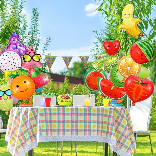 Miniatura 6 de 28 globos de frutas de verano para decoraciones de fiesta de frutas Tutti, globos de aluminio de aluminio para helio, globos tropicales de fresas y