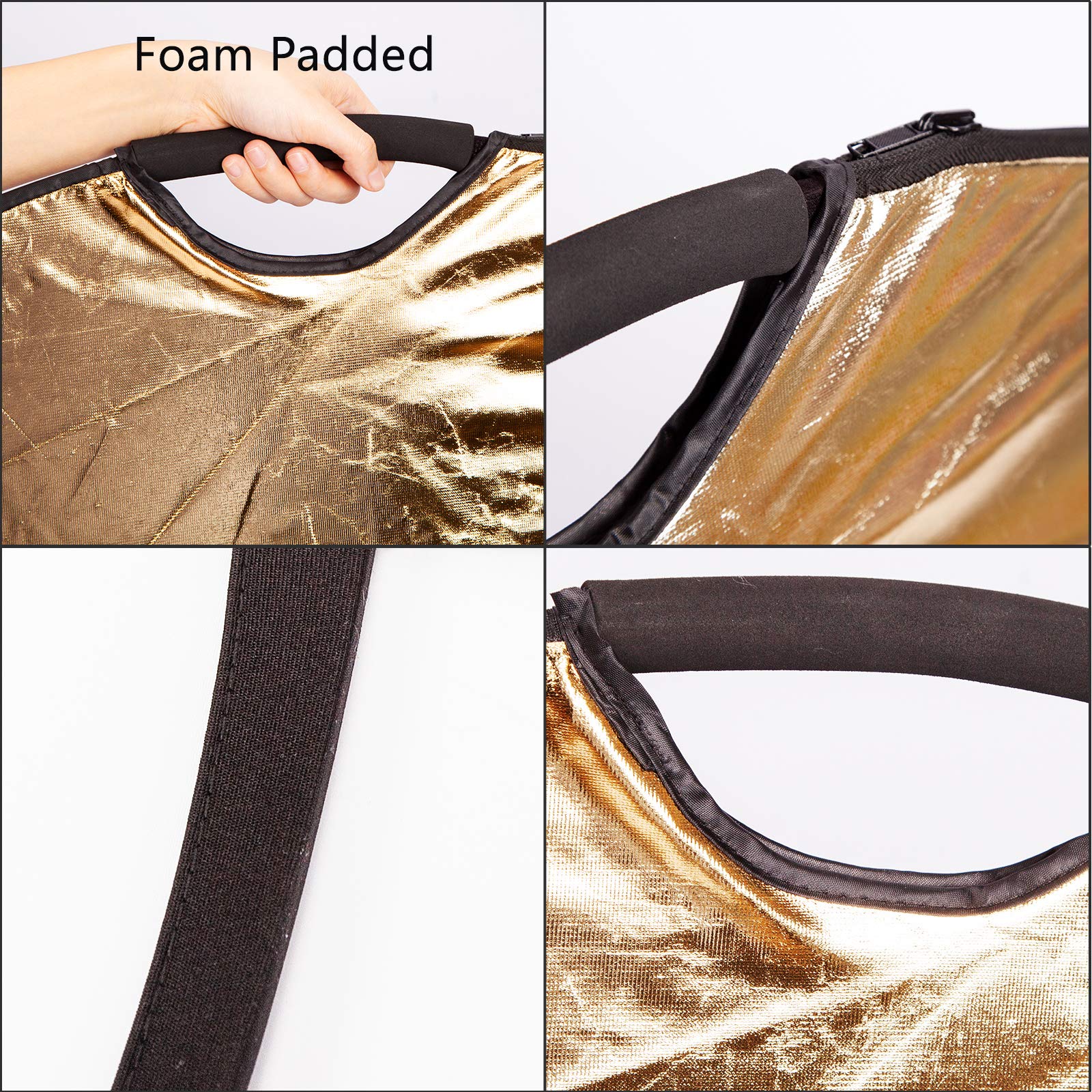 5-en-1 Réflecteur de Lumière Multi-Disque 110cm avec Poignée et Sac de Transport pour Photo Studio Photographie, Réflecteur Pliable