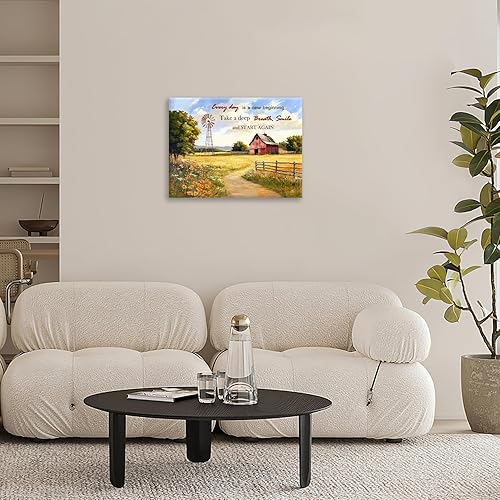 Miniatura 4 de Arte de pared de granero de granja, cuadros rústicos de granja, decoración de pared de molino de viento campestre, pintura de lienzo con marco de