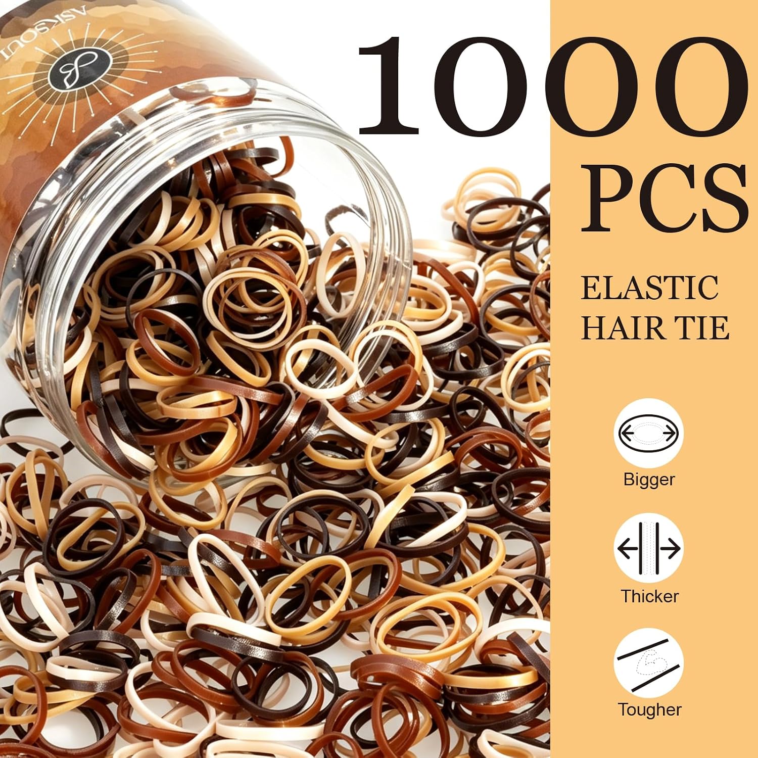 1000PCS Mini Hair Ties, Neutral Brown image 3