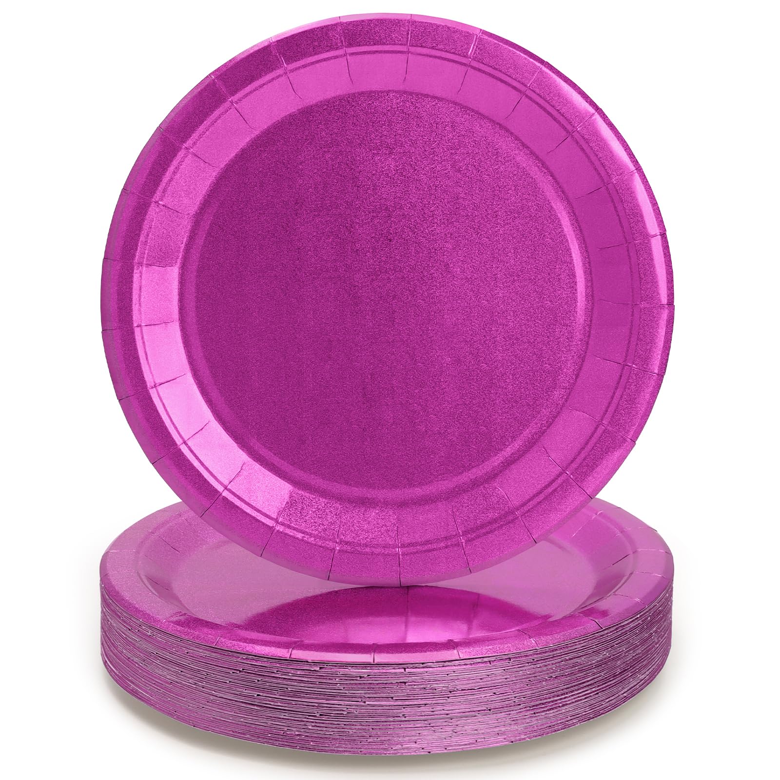 PARTY GO 50Pcs Purple Paper Plates Gold Foil Stamping 9" 23cm, Mirror-Like Gold Foil Over Solid Purple for Dinner and Dessert for Birthday, Baby Shower, Holiday Wedding Graduation Party Decorations — image 1