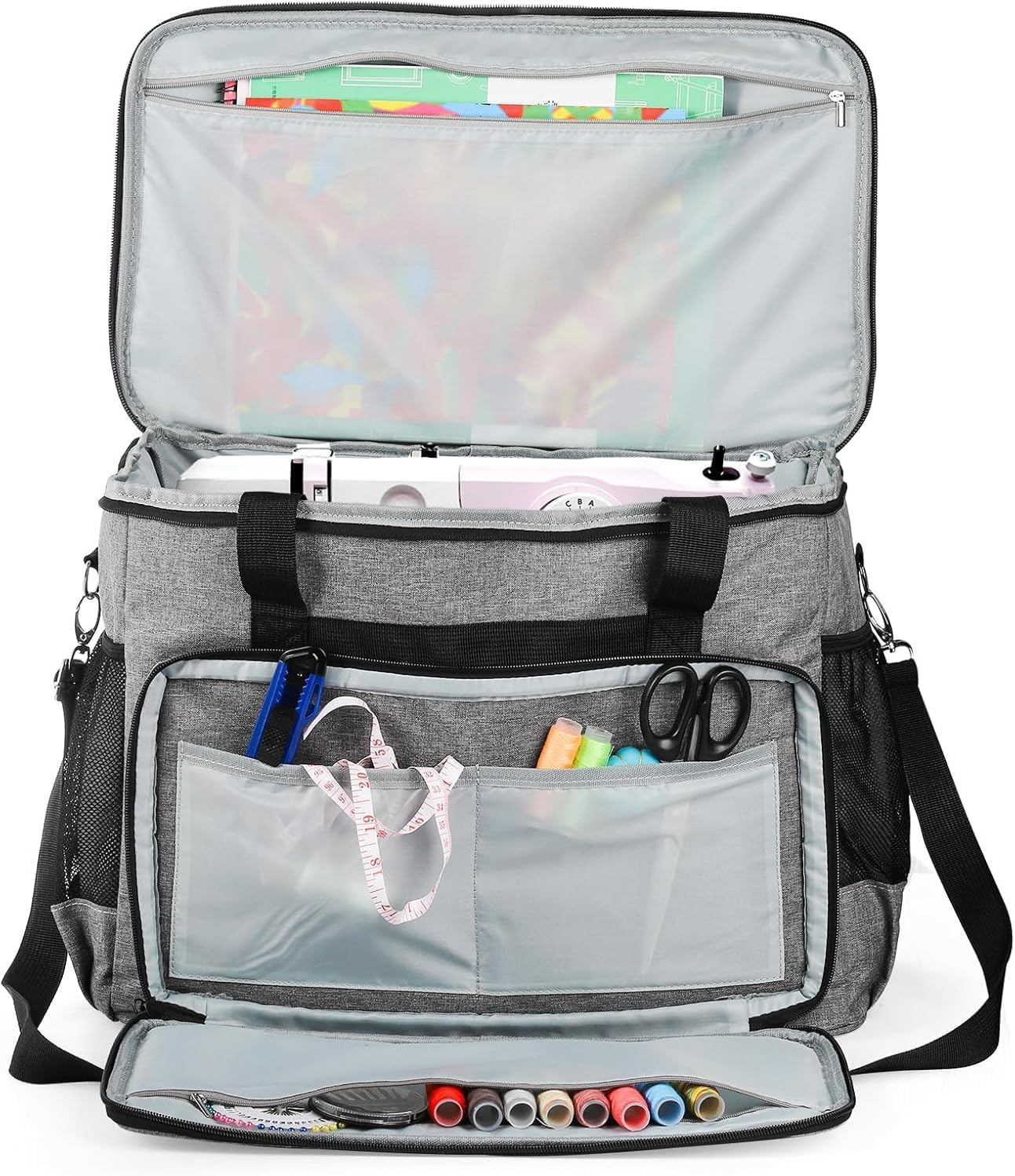 Elsjoy Funda para máquina de coser, bolsa de transporte universal con almohadilla acolchada extraíble, funda de transporte portátil para máquina de coser, bolsa organizadora de almacenamiento para la