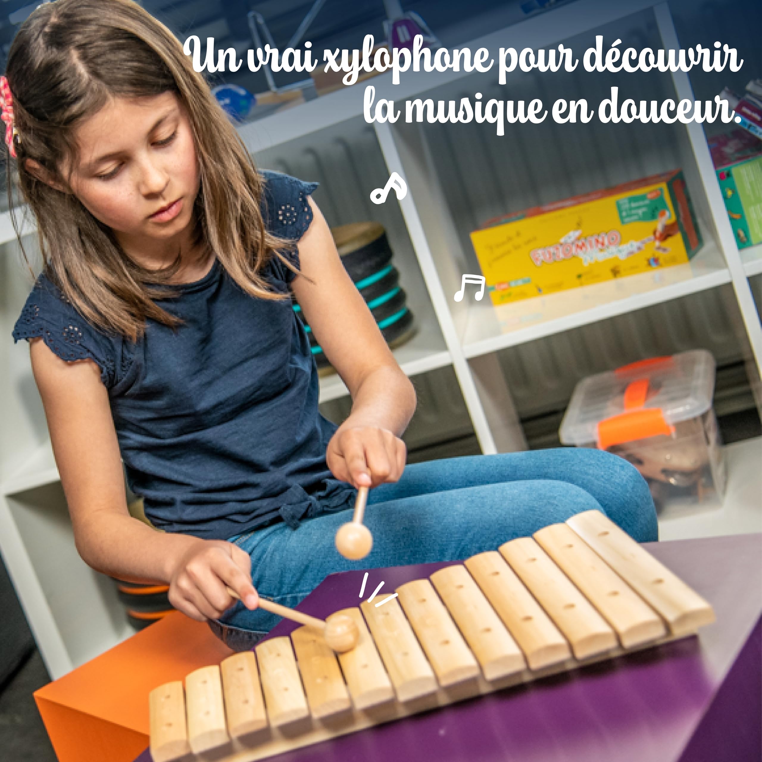 FUZEAU - 71179 - Xilofono 13 lame in legno acero - 2 maglie - Do3 al Do4 - Giustezza dell'accordo - Suono puro e delicato - Da 4 anni