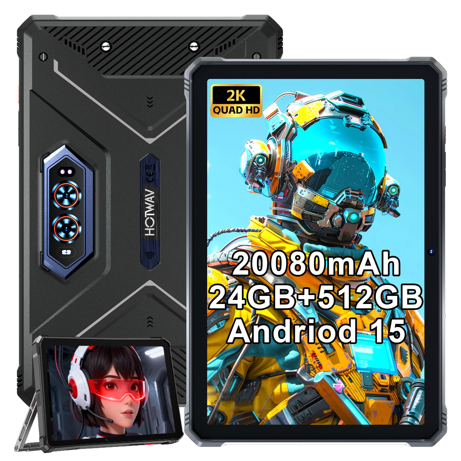 hotwav r9 plus rugged waterproof & drop-proof tablet 2k fhd+ 24gb 512gb
