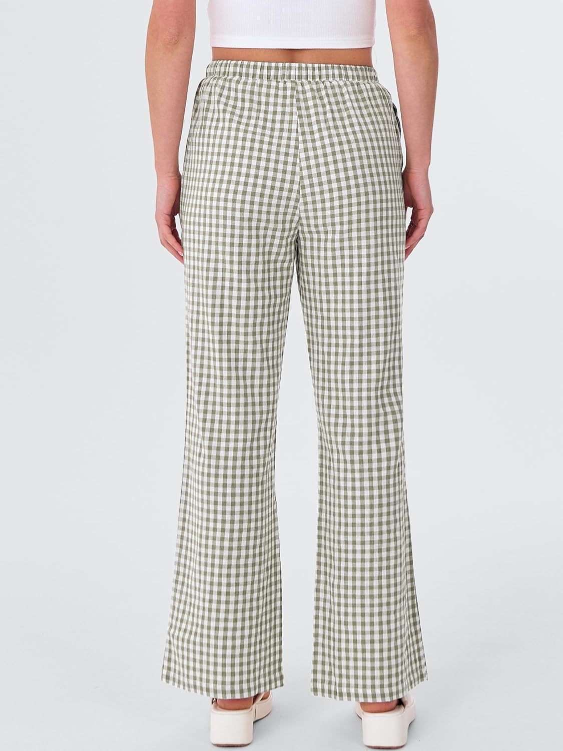 ANRABESS Women's Striped Gingham Pants 2026 Spring Pajama Lounge Boxer Pants Casual Wide Leg Drawstring PJ Bottoms Trousers - Image 5