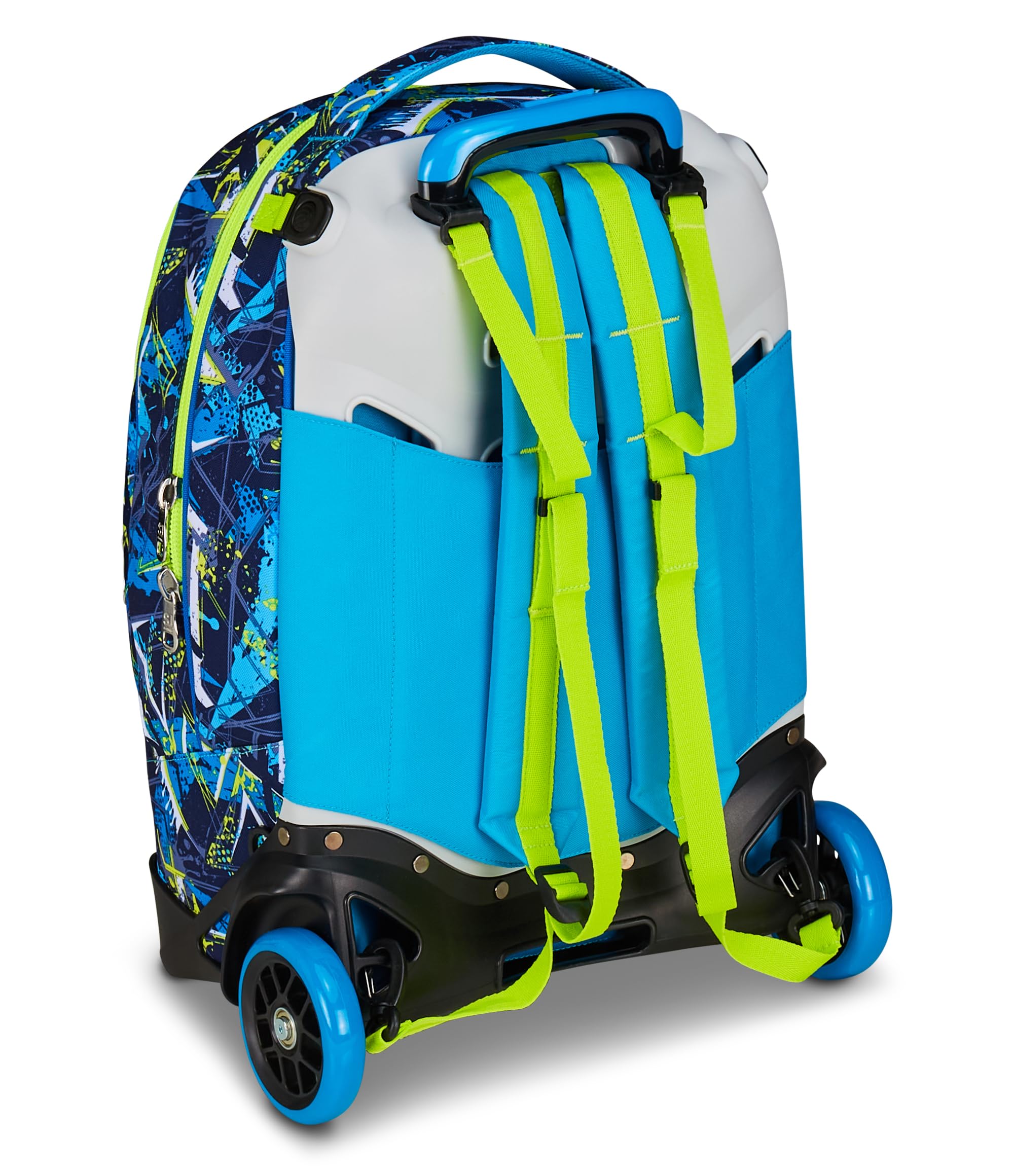 SJ GANG STYLE JAM GANG Trolley Scuola Cuccioli New Tech, Blu, 3 in 1, Triplo Uso, Zaino con Carrello Sganciabile e Crossover System, Scuola Elementare, Bambino